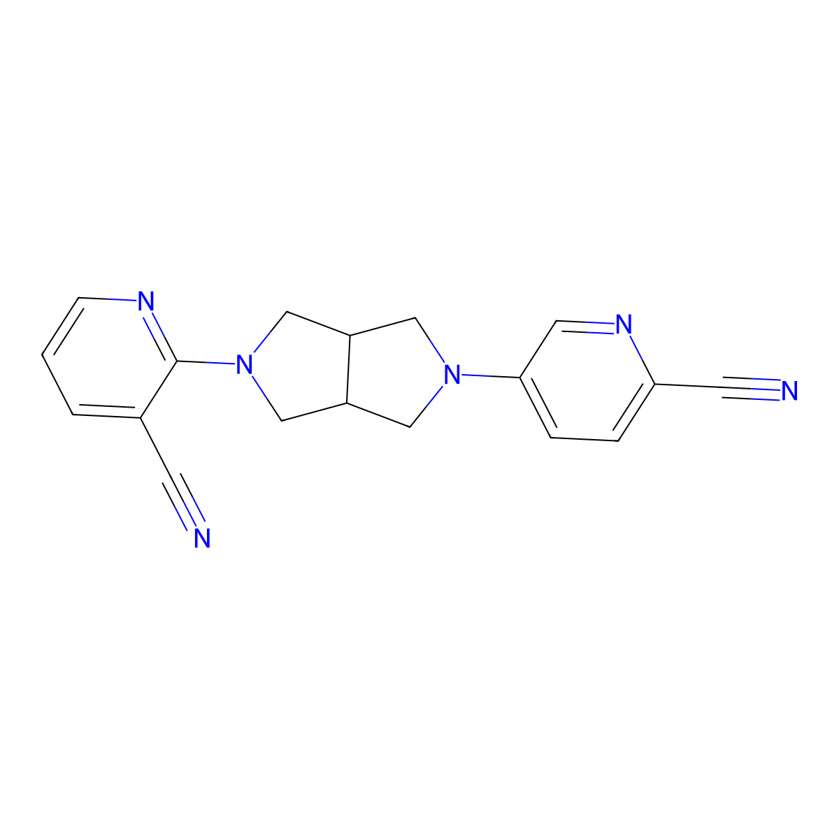 2-[5-(6-Cyanopyridin-3-yl)-octahydropyrrolo[3,4-c]pyrrol-2-yl]pyridine-3-carbonitrile molecular structure, CAS 2742021-21-0