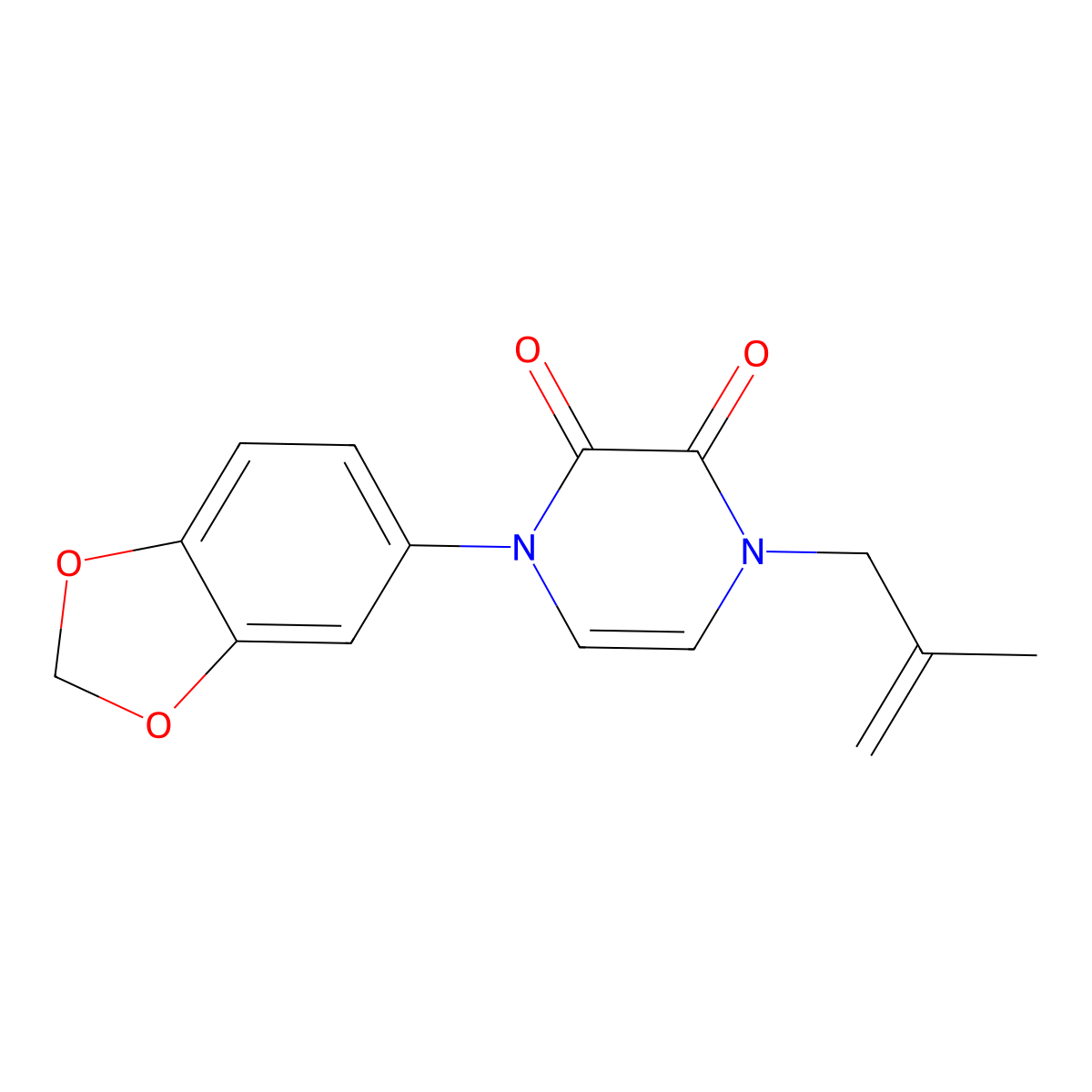 1-(2H-1,3-benzodioxol-5-yl)-4-(2-methylprop-2-en-1-yl)-1,2,3,4-tetrahydropyrazine-2,3-dione molecular structure, CAS 2742021-22-1