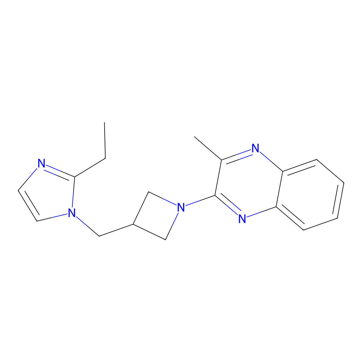 2-{3-[(2-ethyl-1H-imidazol-1-yl)methyl]azetidin-1-yl}-3-methylquinoxaline molecular structure, CAS 2742021-24-3