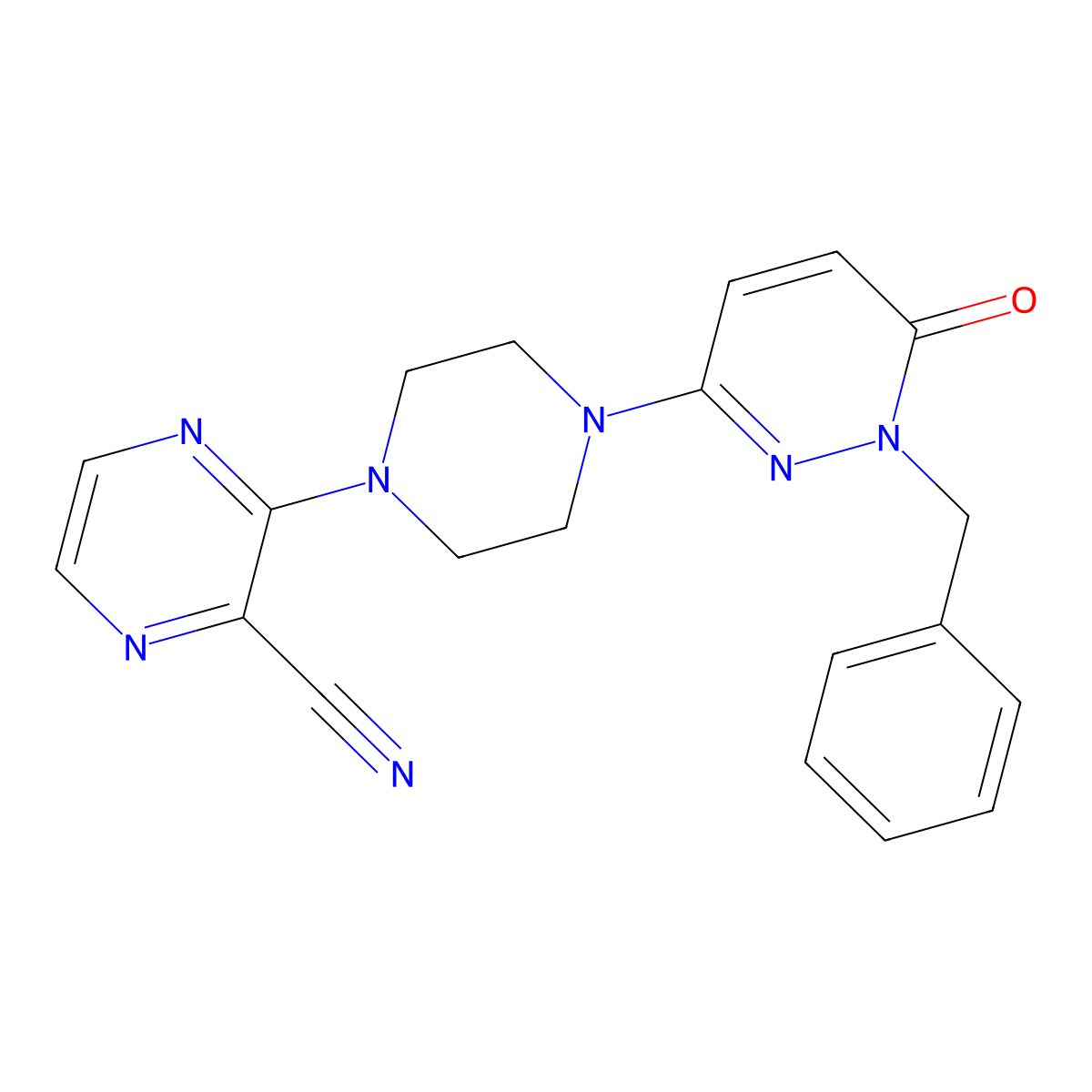 3-[4-(1-Benzyl-6-oxo-1,6-dihydropyridazin-3-yl)piperazin-1-yl]pyrazine-2-carbonitrile molecular structure, CAS 2742021-25-4