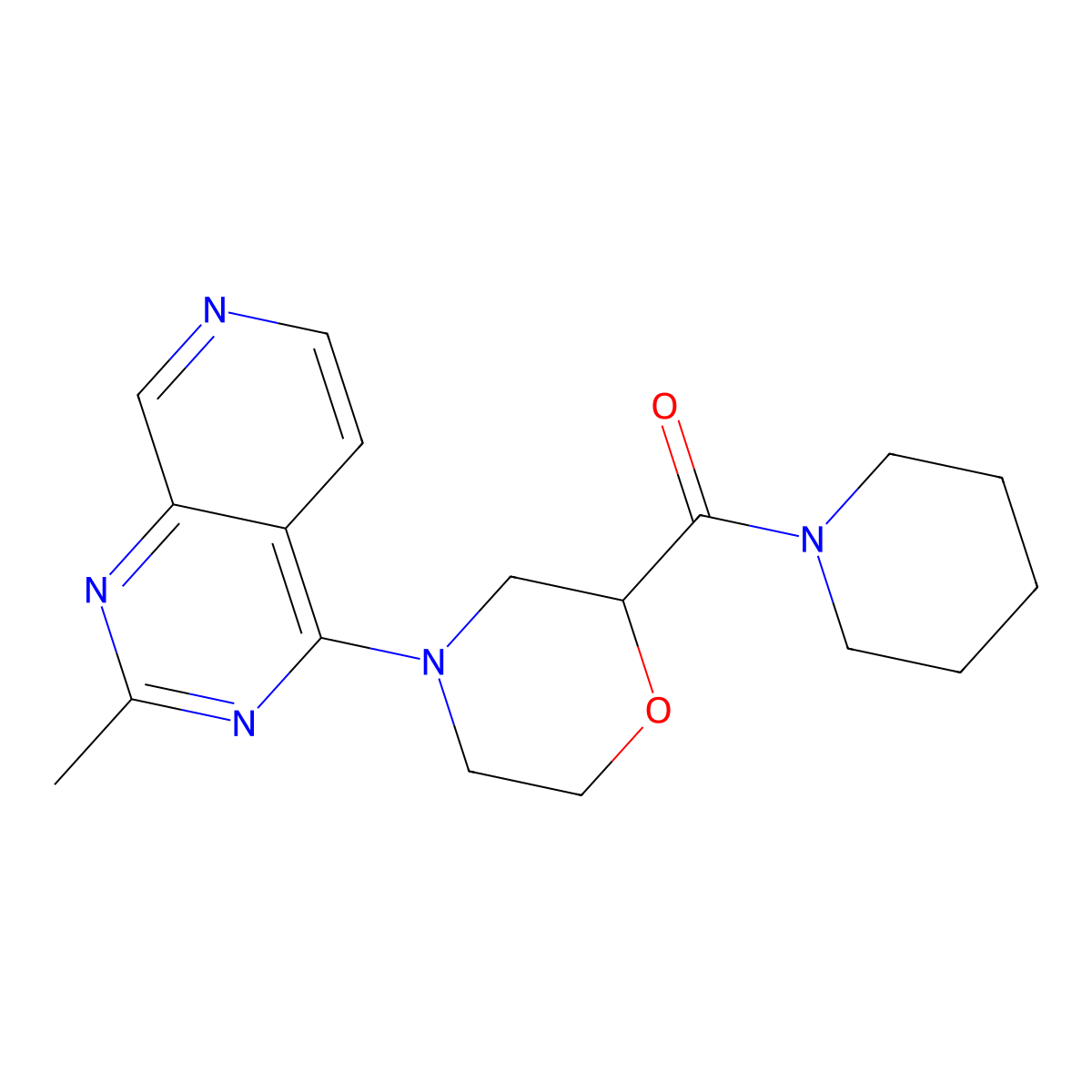4-{2-Methylpyrido[3,4-d]pyrimidin-4-yl}-2-(piperidine-1-carbonyl)morpholine molecular structure, CAS 2742021-27-6