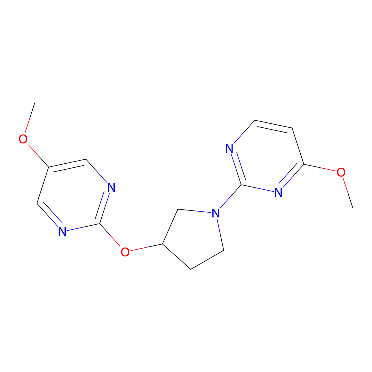 4-Methoxy-2-{3-[(5-methoxypyrimidin-2-yl)oxy]pyrrolidin-1-yl}pyrimidine molecular structure, CAS 2742021-28-7