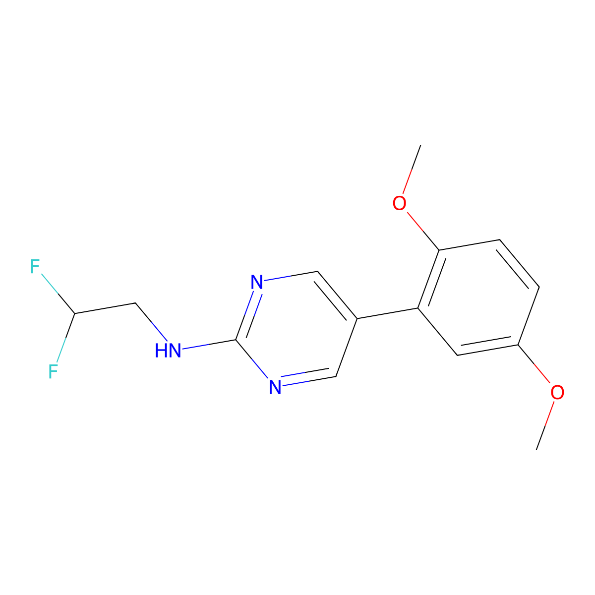 N-(2,2-difluoroethyl)-5-(2,5-dimethoxyphenyl)pyrimidin-2-amine molecular structure, CAS 2742021-30-1