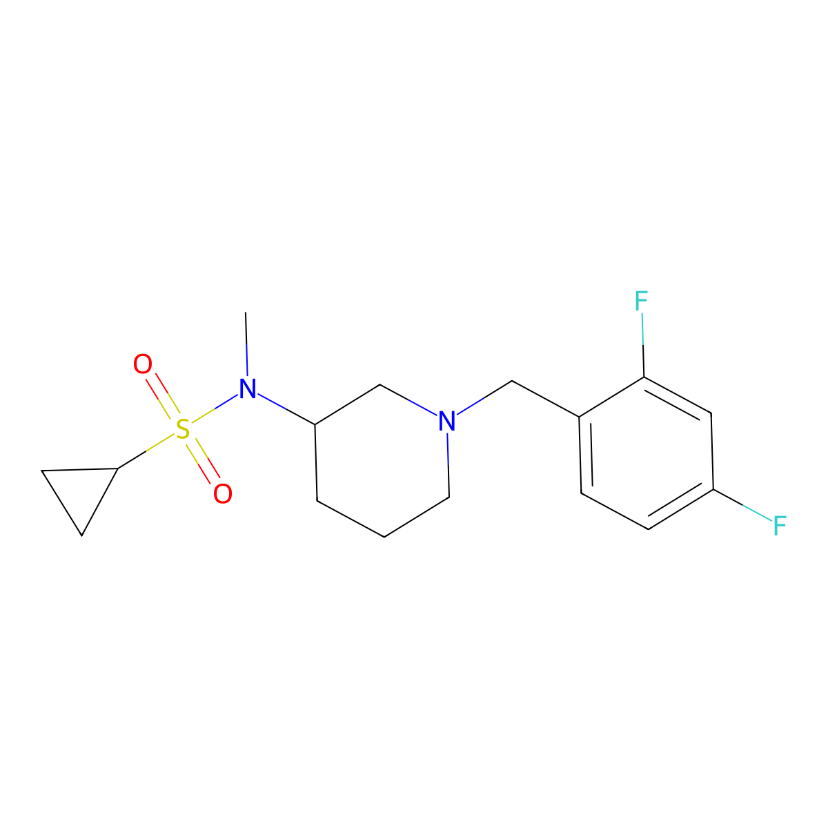 N-{1-[(2,4-difluorophenyl)methyl]piperidin-3-yl}-N-methylcyclopropanesulfonamide molecular structure, CAS 2742021-37-8