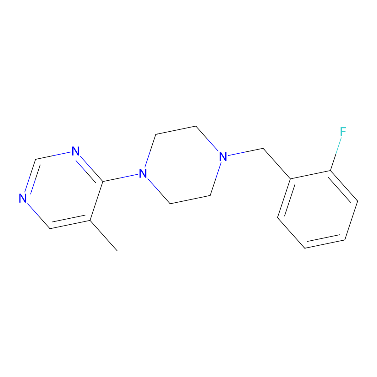 4-{4-[(2-Fluorophenyl)methyl]piperazin-1-yl}-5-methylpyrimidine molecular structure, CAS 2742021-39-0