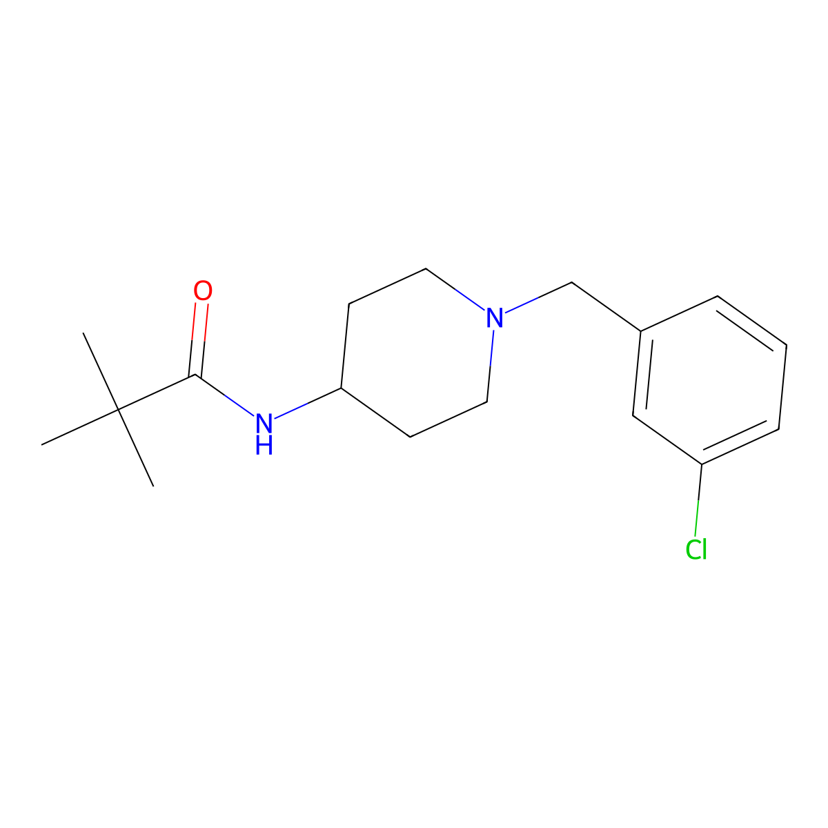 N-{1-[(3-chlorophenyl)methyl]piperidin-4-yl}-2,2-dimethylpropanamide molecular structure, CAS 2742021-40-3