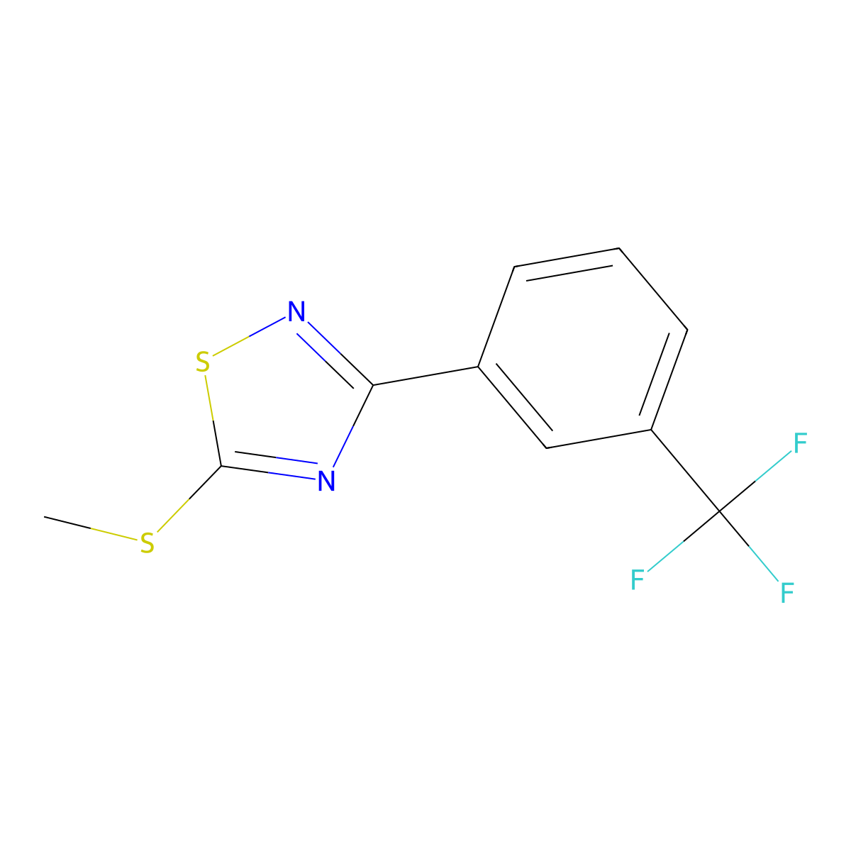 5-(Methylsulfanyl)-3-[3-(trifluoromethyl)phenyl]-1,2,4-thiadiazole molecular structure, CAS 2742021-48-1