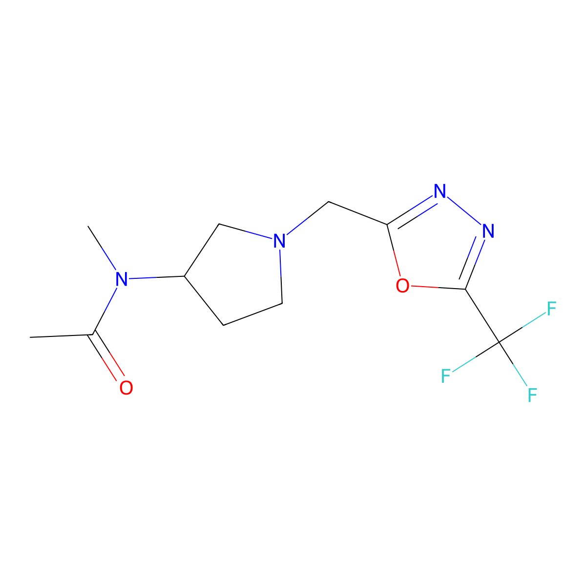 N-methyl-N-(1-{[5-(trifluoromethyl)-1,3,4-oxadiazol-2-yl]methyl}pyrrolidin-3-yl)acetamide molecular structure, CAS 2742021-49-2