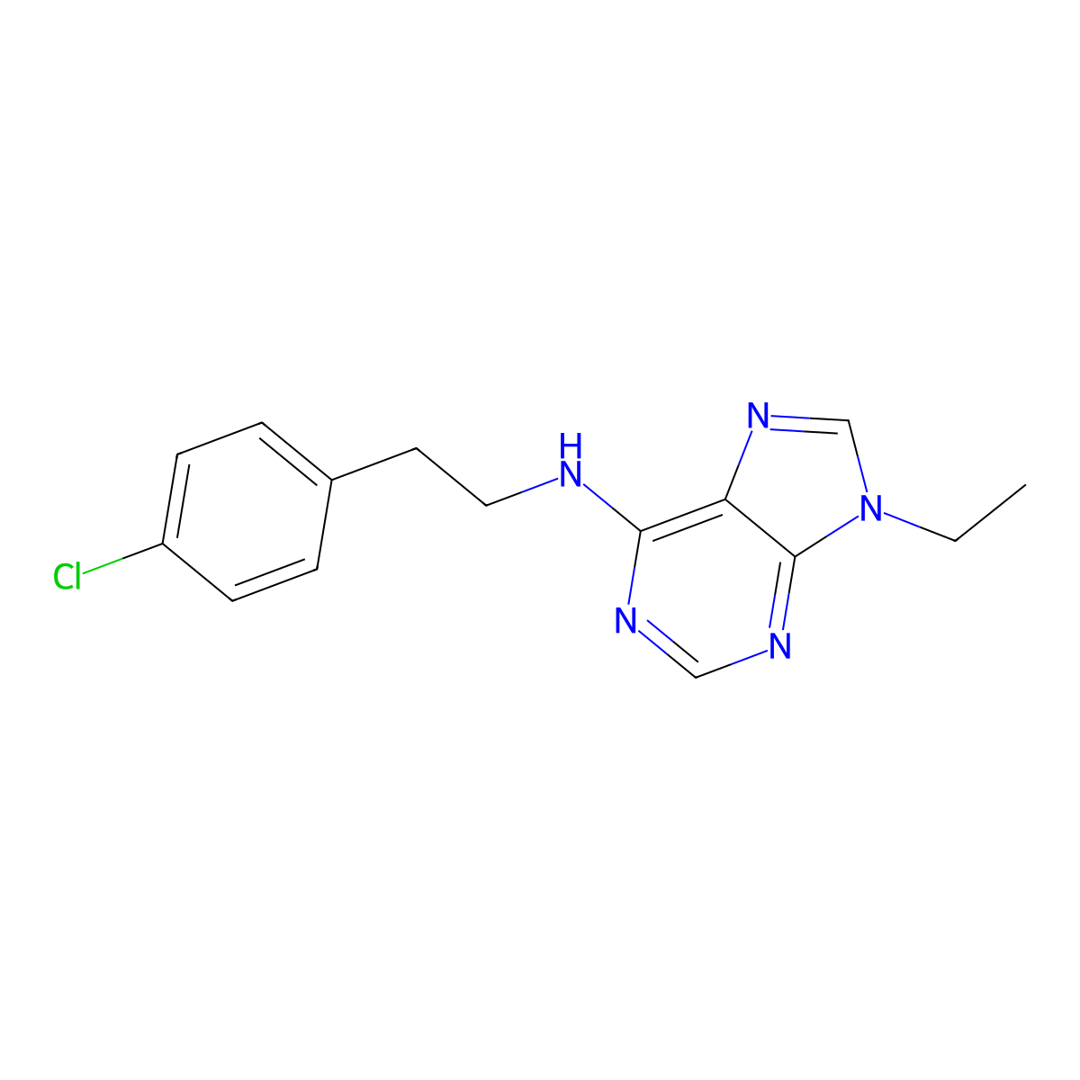 N-[2-(4-chlorophenyl)ethyl]-9-ethyl-9H-purin-6-amine molecular structure, CAS 2742021-50-5