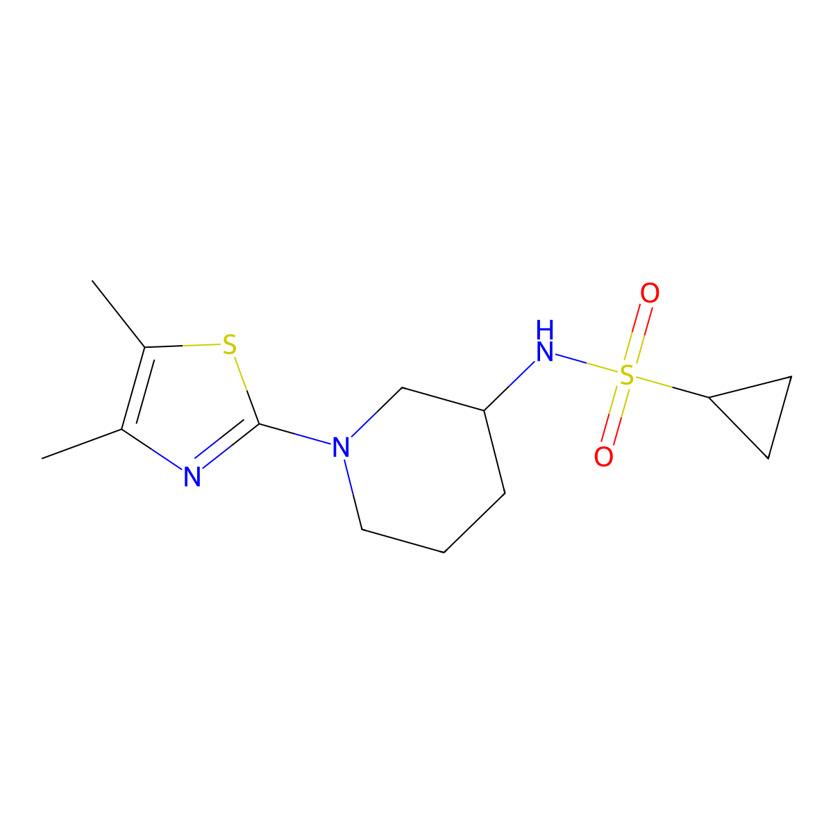 N-[1-(4,5-dimethyl-1,3-thiazol-2-yl)piperidin-3-yl]cyclopropanesulfonamide molecular structure, CAS 2742021-51-6