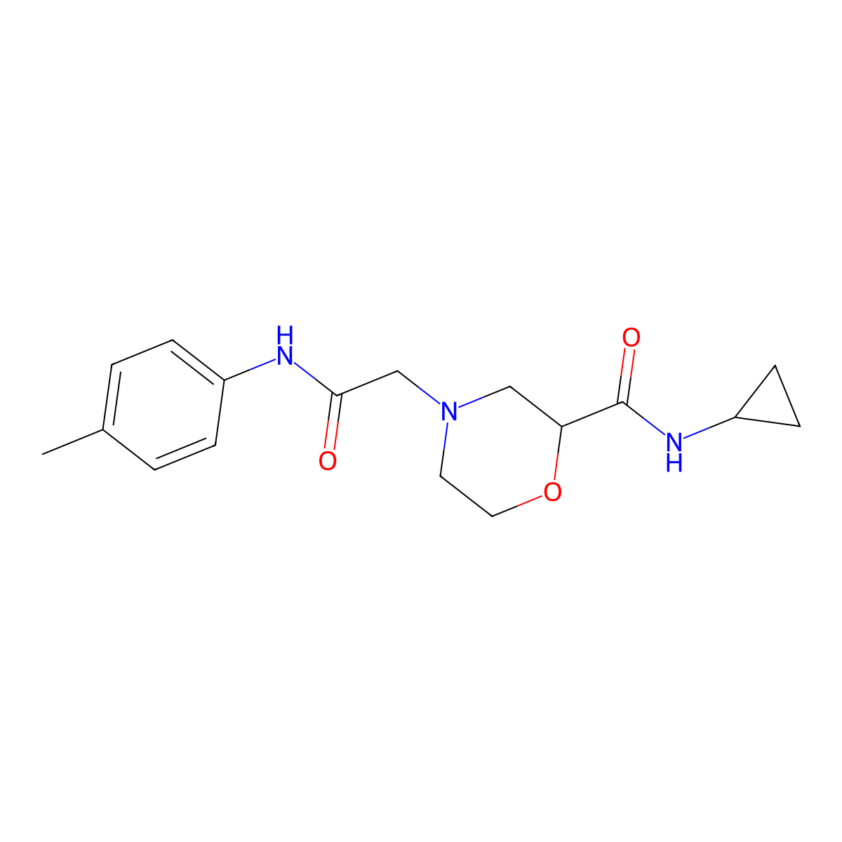 N-cyclopropyl-4-{[(4-methylphenyl)carbamoyl]methyl}morpholine-2-carboxamide molecular structure, CAS 2742021-55-0