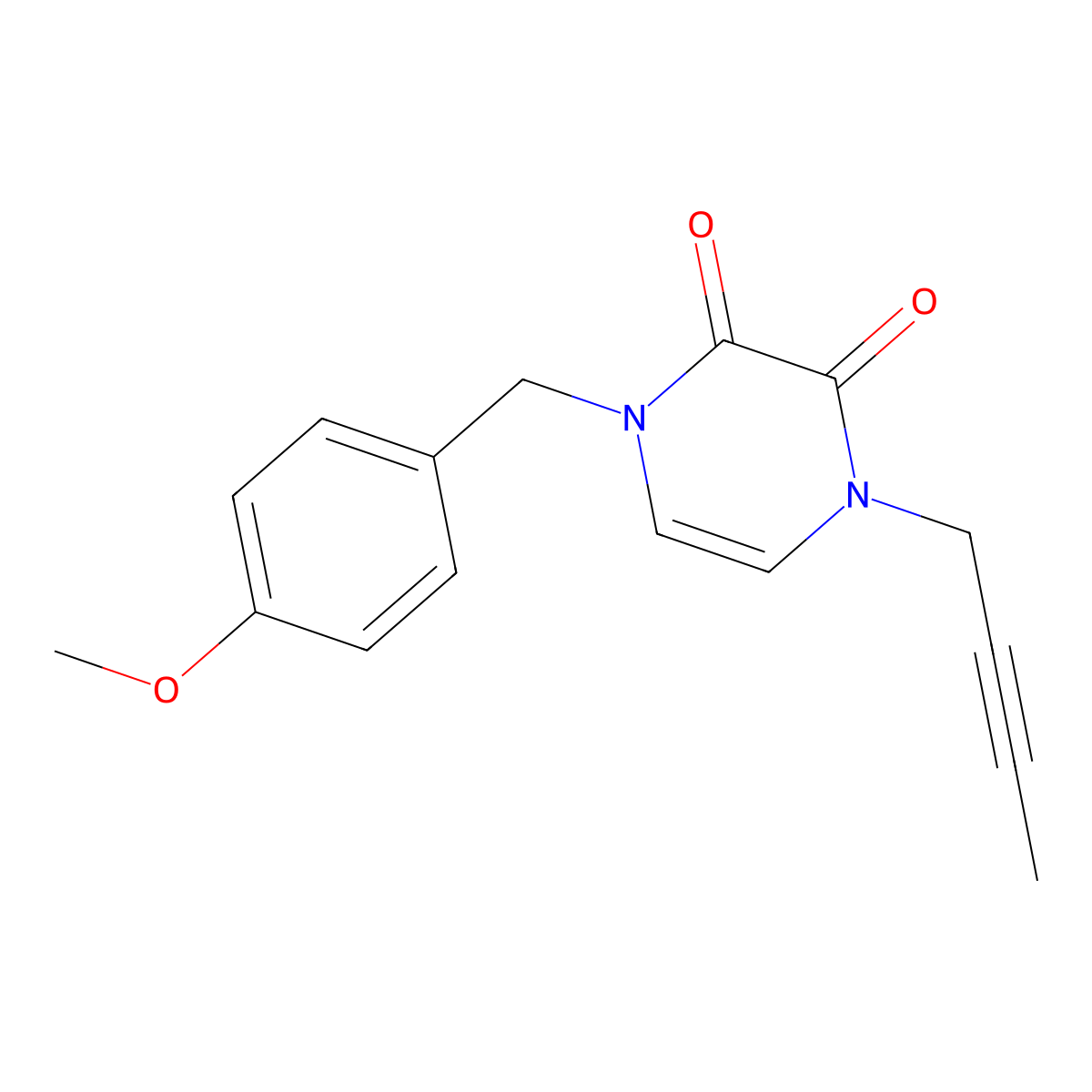 1-(But-2-yn-1-yl)-4-[(4-methoxyphenyl)methyl]-1,2,3,4-tetrahydropyrazine-2,3-dione molecular structure, CAS 2742021-59-4