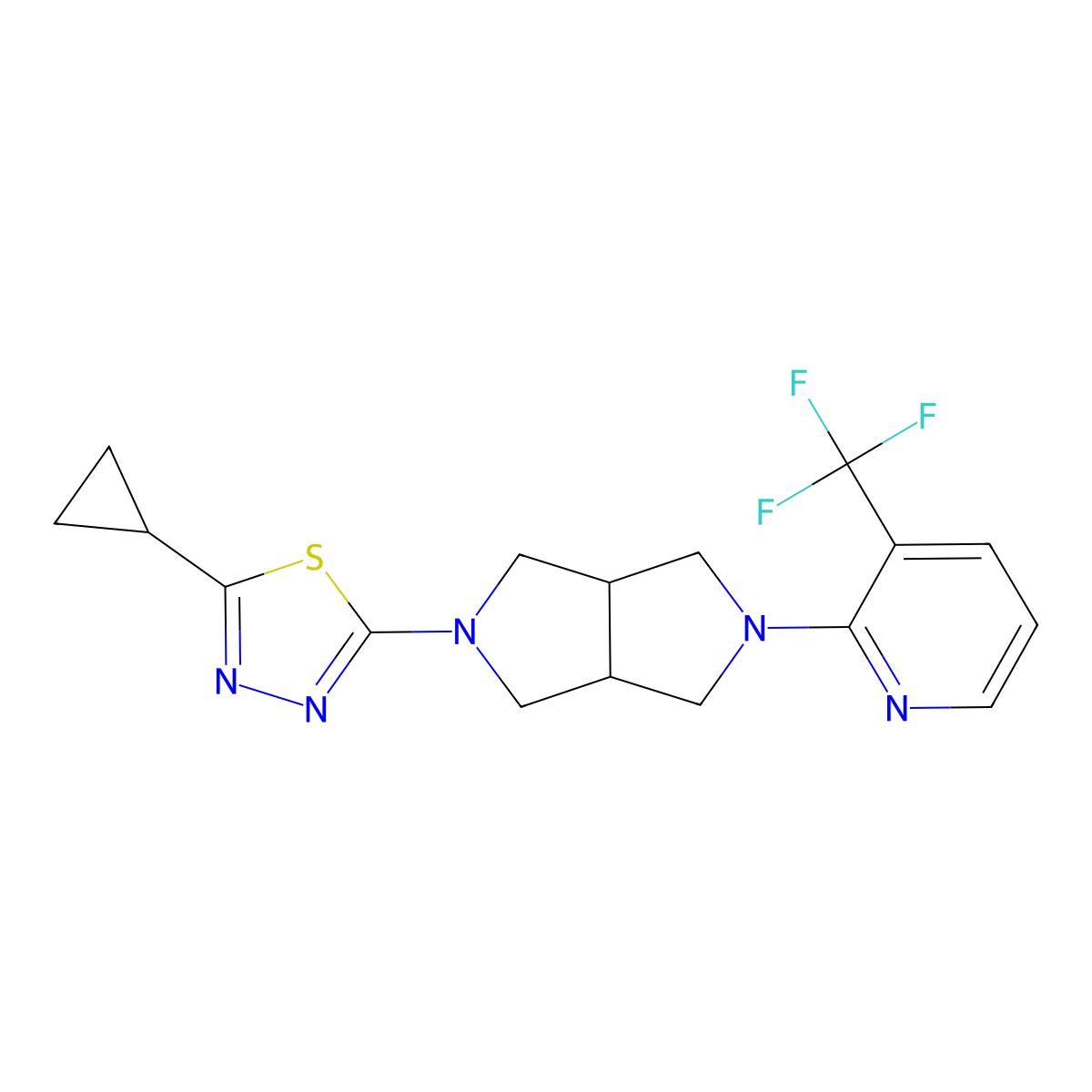 2-[5-(5-Cyclopropyl-1,3,4-thiadiazol-2-yl)-octahydropyrrolo[3,4-c]pyrrol-2-yl]-3-(trifluoromethyl)pyridine molecular structure, CAS 2742021-63-0