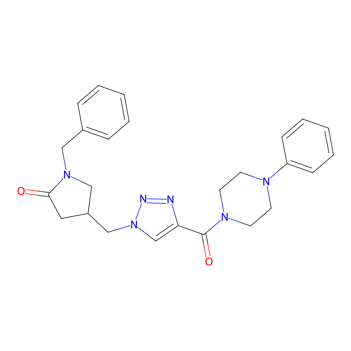1-benzyl-4-{[4-(4-phenylpiperazine-1-carbonyl)-1H-1,2,3-triazol-1-yl]methyl}pyrrolidin-2-one molecular structure, CAS 2742021-65-2