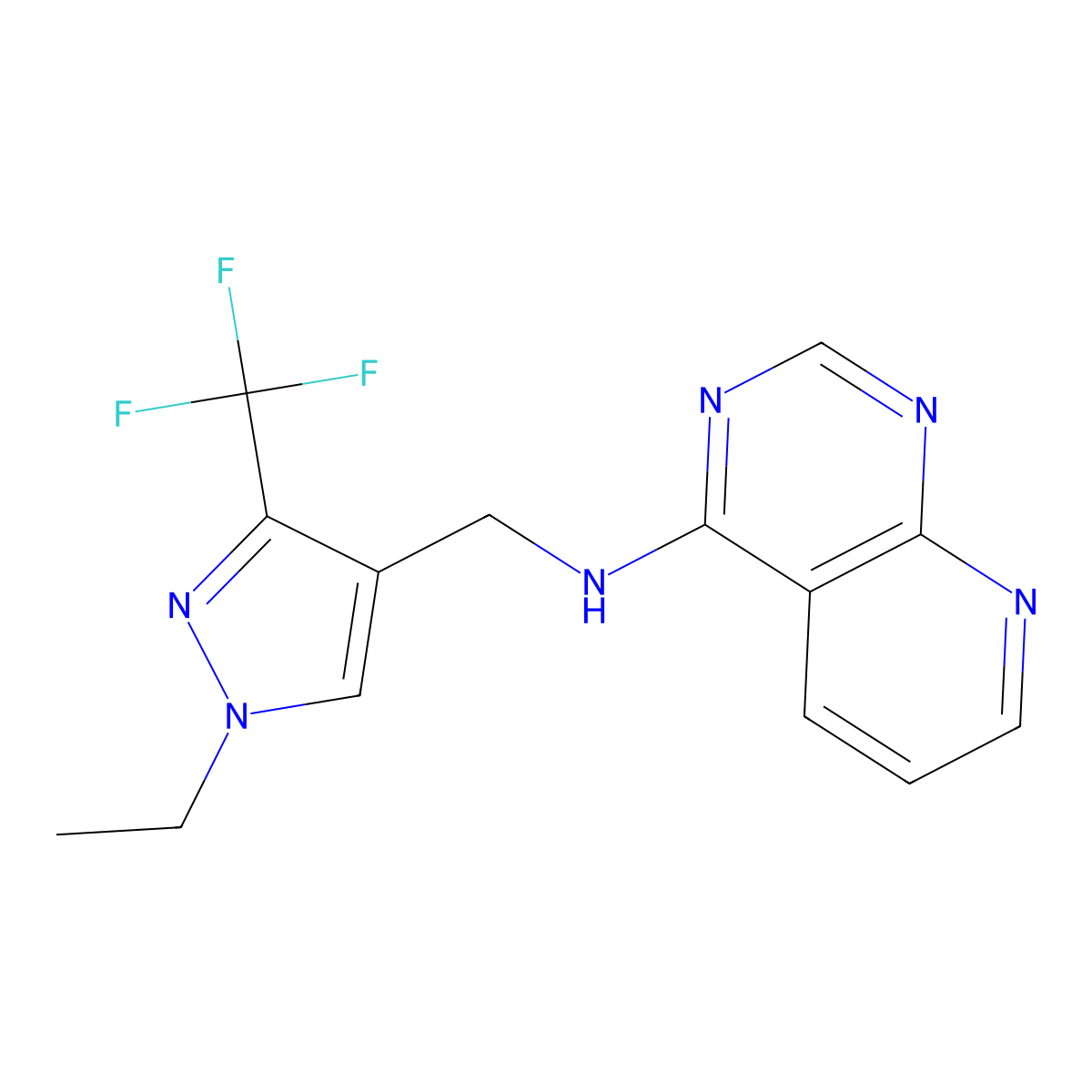N-{[1-ethyl-3-(trifluoromethyl)-1H-pyrazol-4-yl]methyl}pyrido[2,3-d]pyrimidin-4-amine molecular structure, CAS 2742021-71-0