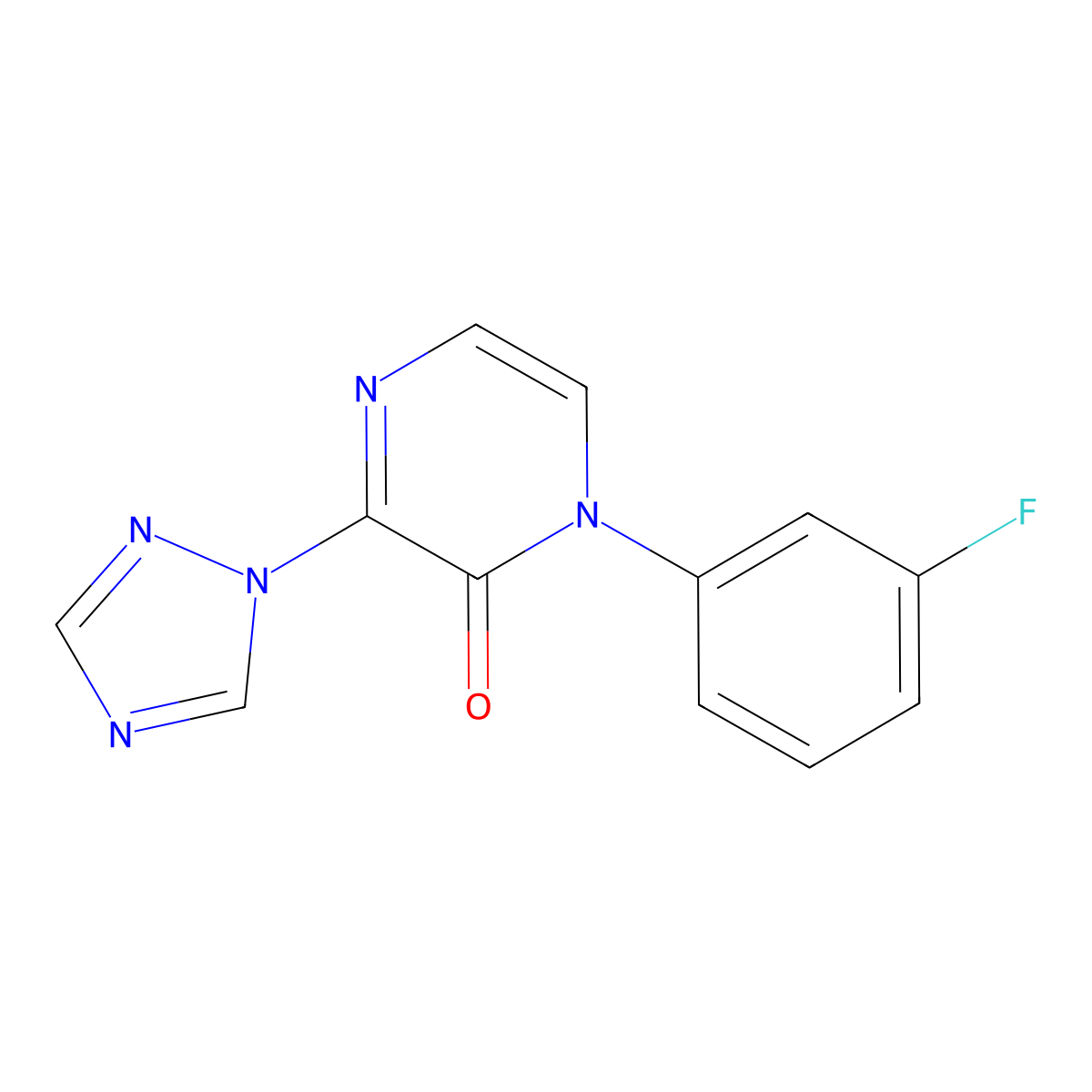 1-(3-fluorophenyl)-3-(1H-1,2,4-triazol-1-yl)-1,2-dihydropyrazin-2-one molecular structure, CAS 2742021-74-3