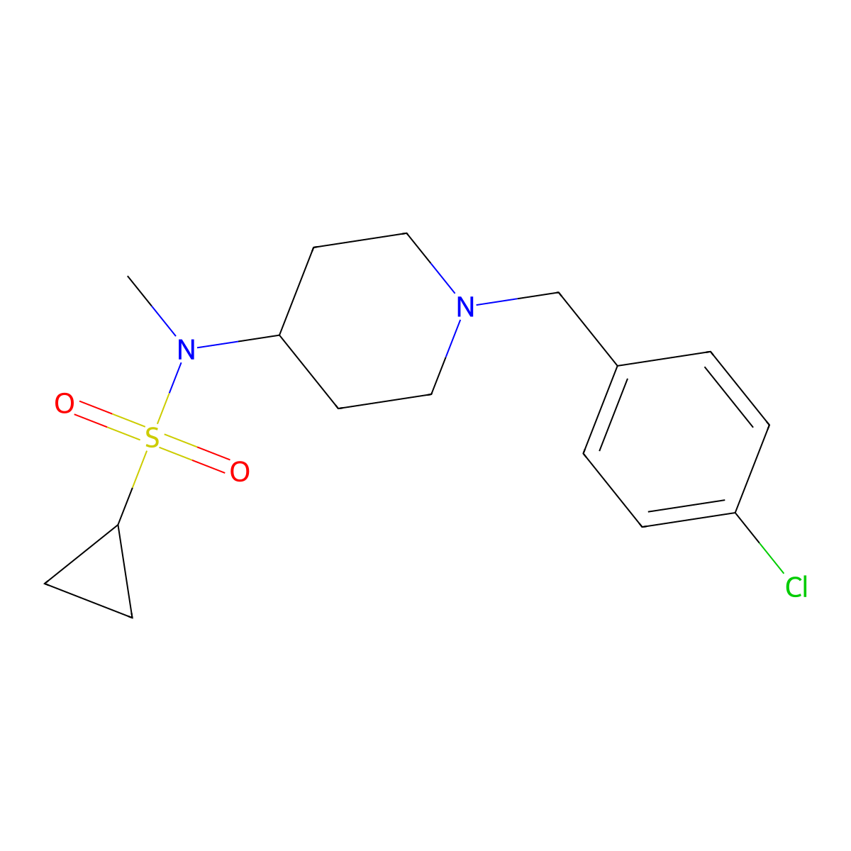 N-{1-[(4-chlorophenyl)methyl]piperidin-4-yl}-N-methylcyclopropanesulfonamide molecular structure, CAS 2742021-75-4