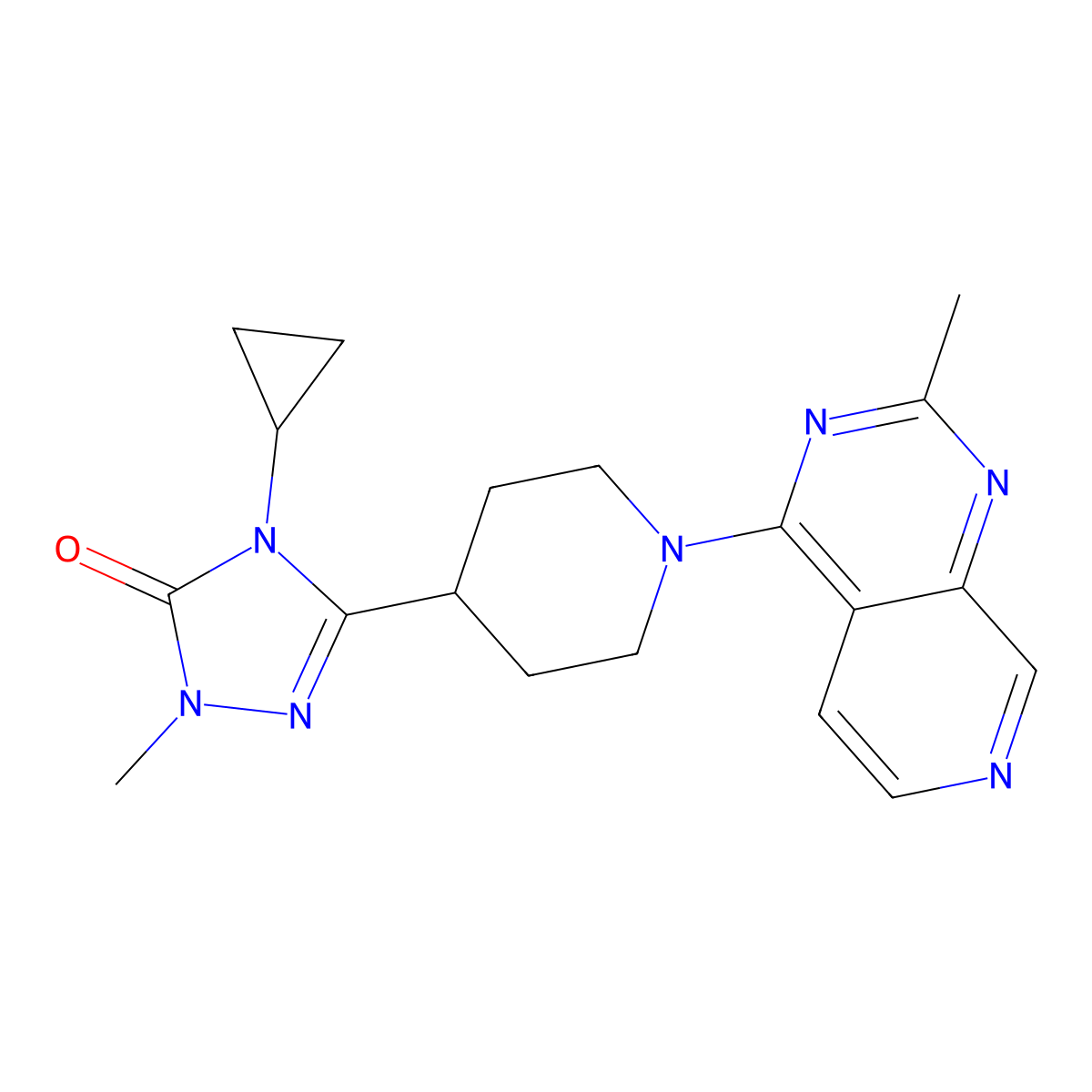 4-cyclopropyl-1-methyl-3-(1-{2-methylpyrido[3,4-d]pyrimidin-4-yl}piperidin-4-yl)-4,5-dihydro-1H-1,2,4-triazol-5-one molecular structure, CAS 2742021-78-7