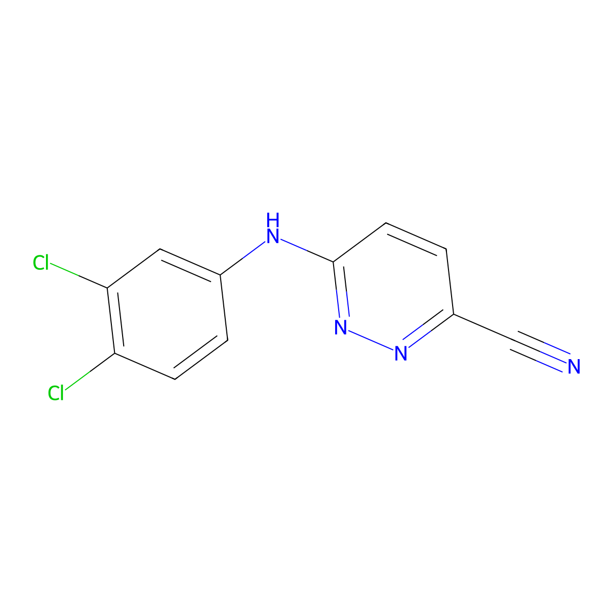 6-[(3,4-Dichlorophenyl)amino]pyridazine-3-carbonitrile molecular structure, CAS 2742021-80-1