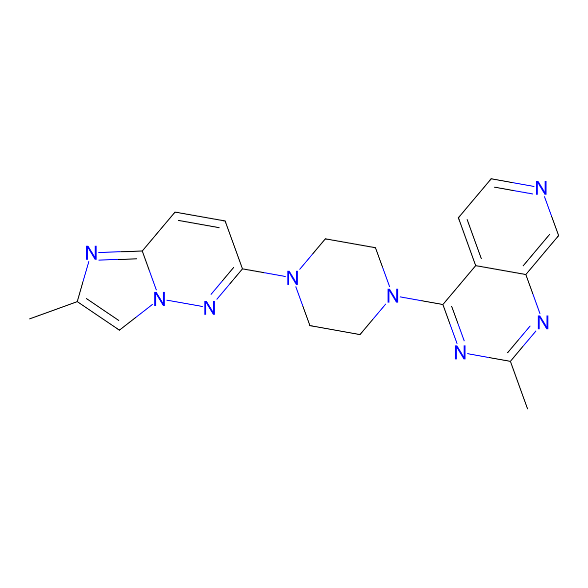 1-{2-Methylimidazo[1,2-b]pyridazin-6-yl}-4-{2-methylpyrido[3,4-d]pyrimidin-4-yl}piperazine molecular structure, CAS 2742021-84-5
