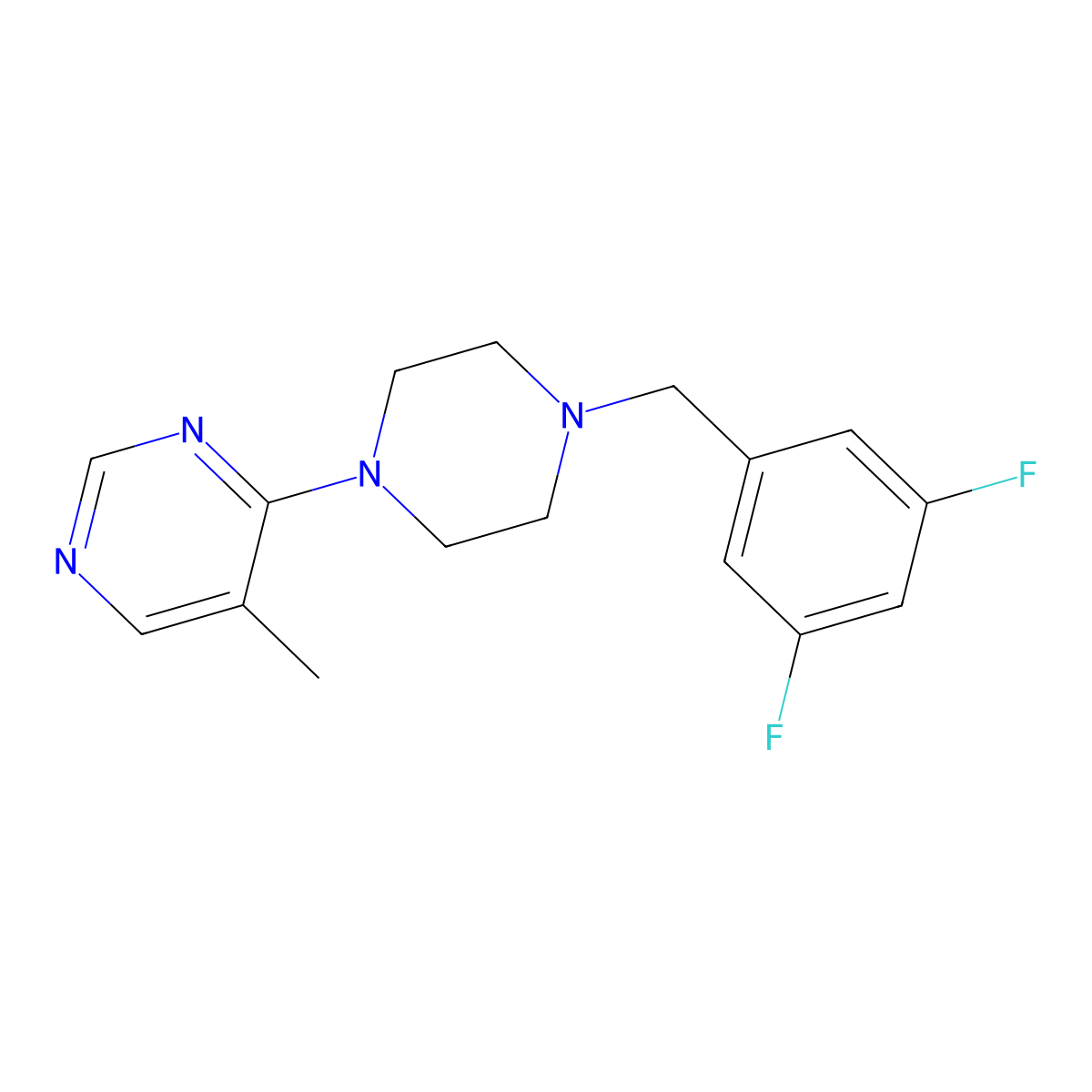 4-{4-[(3,5-Difluorophenyl)methyl]piperazin-1-yl}-5-methylpyrimidine molecular structure, CAS 2742021-88-9