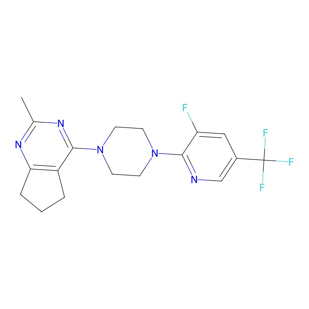 1-[3-fluoro-5-(trifluoromethyl)pyridin-2-yl]-4-{2-methyl-5H,6H,7H-cyclopenta[d]pyrimidin-4-yl}piperazine molecular structure, CAS 2742021-89-0