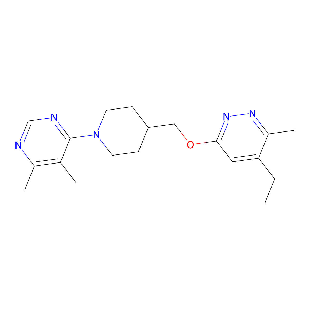 4-(4-{[(5-Ethyl-6-methylpyridazin-3-yl)oxy]methyl}piperidin-1-yl)-5,6-dimethylpyrimidine molecular structure, CAS 2742021-96-9