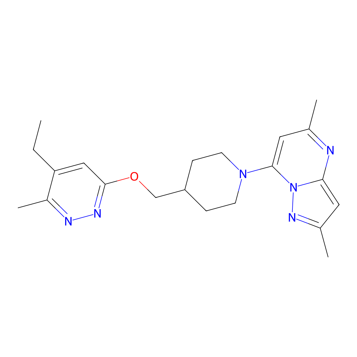 6-[(1-{2,5-Dimethylpyrazolo[1,5-a]pyrimidin-7-yl}piperidin-4-yl)methoxy]-4-ethyl-3-methylpyridazine molecular structure, CAS 2742021-98-1
