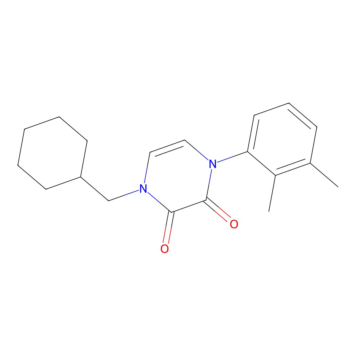 1-(Cyclohexylmethyl)-4-(2,3-dimethylphenyl)-1,2,3,4-tetrahydropyrazine-2,3-dione molecular structure, CAS 2742022-01-9
