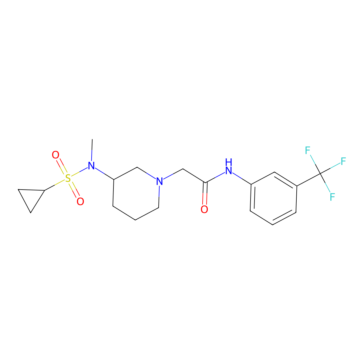 2-[3-(N-methylcyclopropanesulfonamido)piperidin-1-yl]-N-[3-(trifluoromethyl)phenyl]acetamide molecular structure, CAS 2742022-02-0