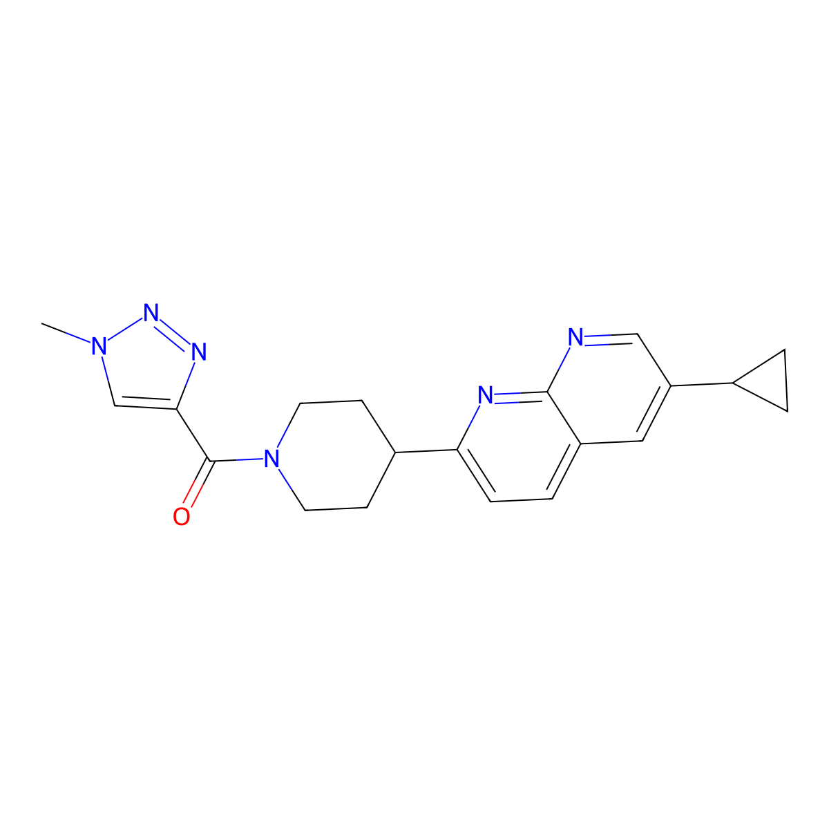 6-cyclopropyl-2-[1-(1-methyl-1H-1,2,3-triazole-4-carbonyl)piperidin-4-yl]-1,8-naphthyridine molecular structure, CAS 2742022-03-1