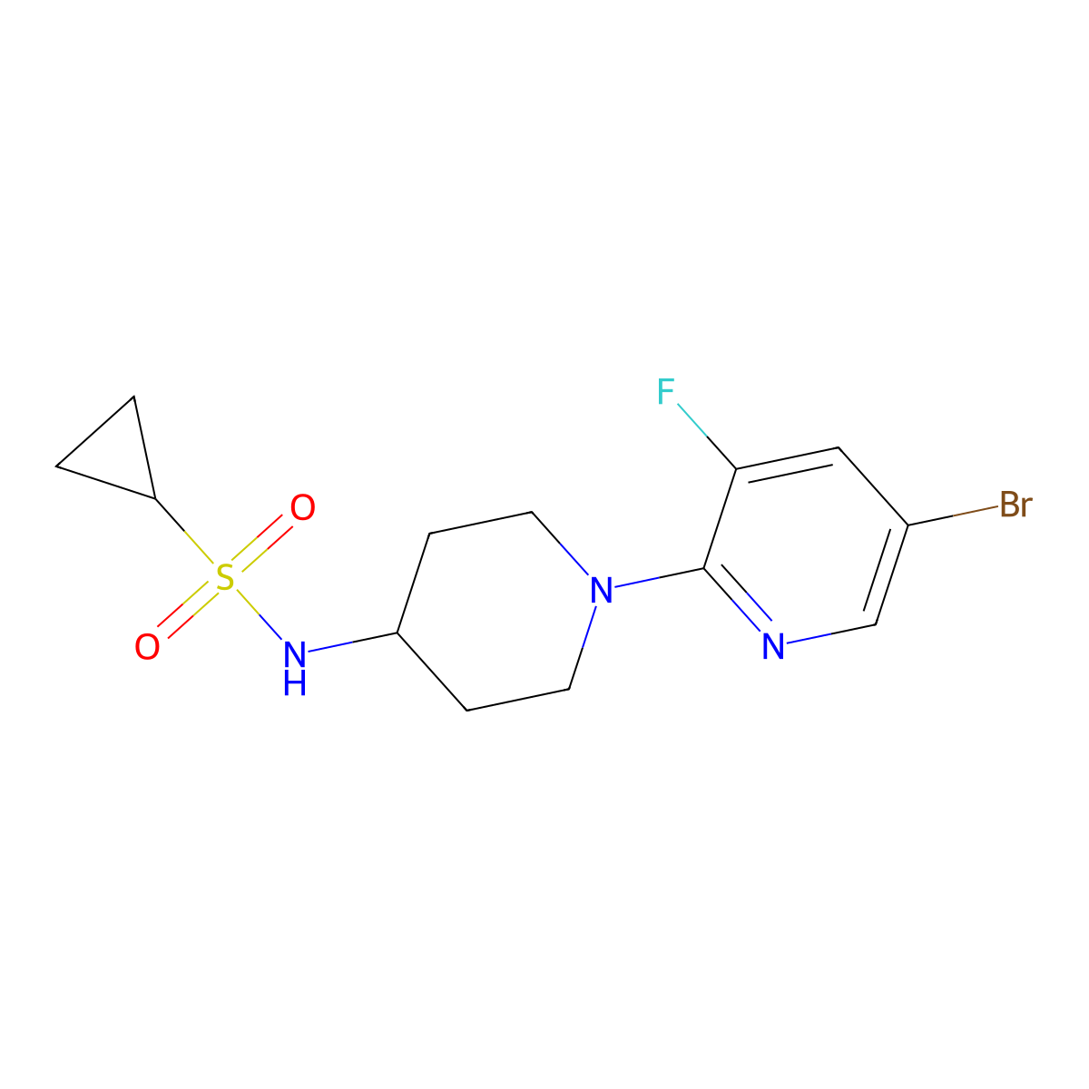 N-[1-(5-bromo-3-fluoropyridin-2-yl)piperidin-4-yl]cyclopropanesulfonamide molecular structure, CAS 2742022-04-2