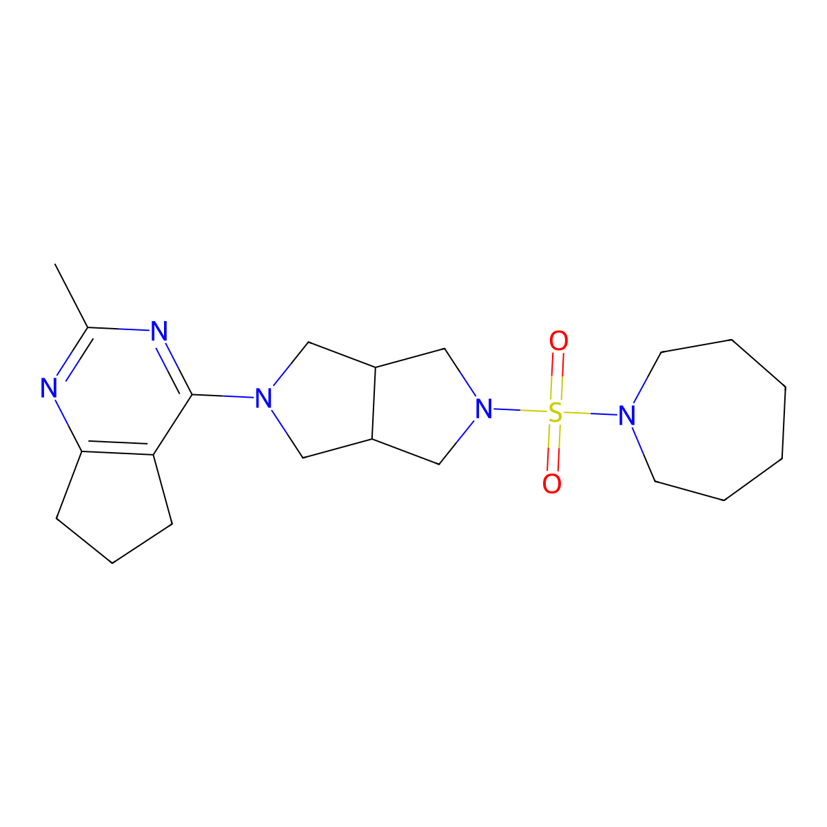 1-[(5-{2-methyl-5H,6H,7H-cyclopenta[d]pyrimidin-4-yl}-octahydropyrrolo[3,4-c]pyrrol-2-yl)sulfonyl]azepane molecular structure, CAS 2742022-05-3