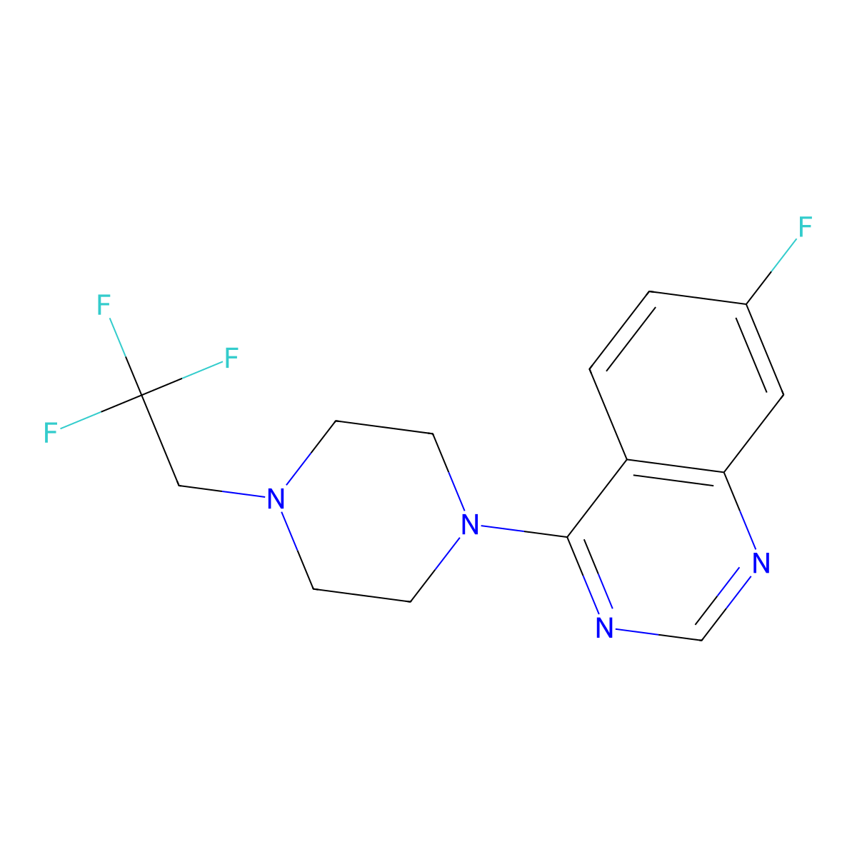 7-Fluoro-4-[4-(2,2,2-trifluoroethyl)piperazin-1-yl]quinazoline molecular structure, CAS 2742022-07-5