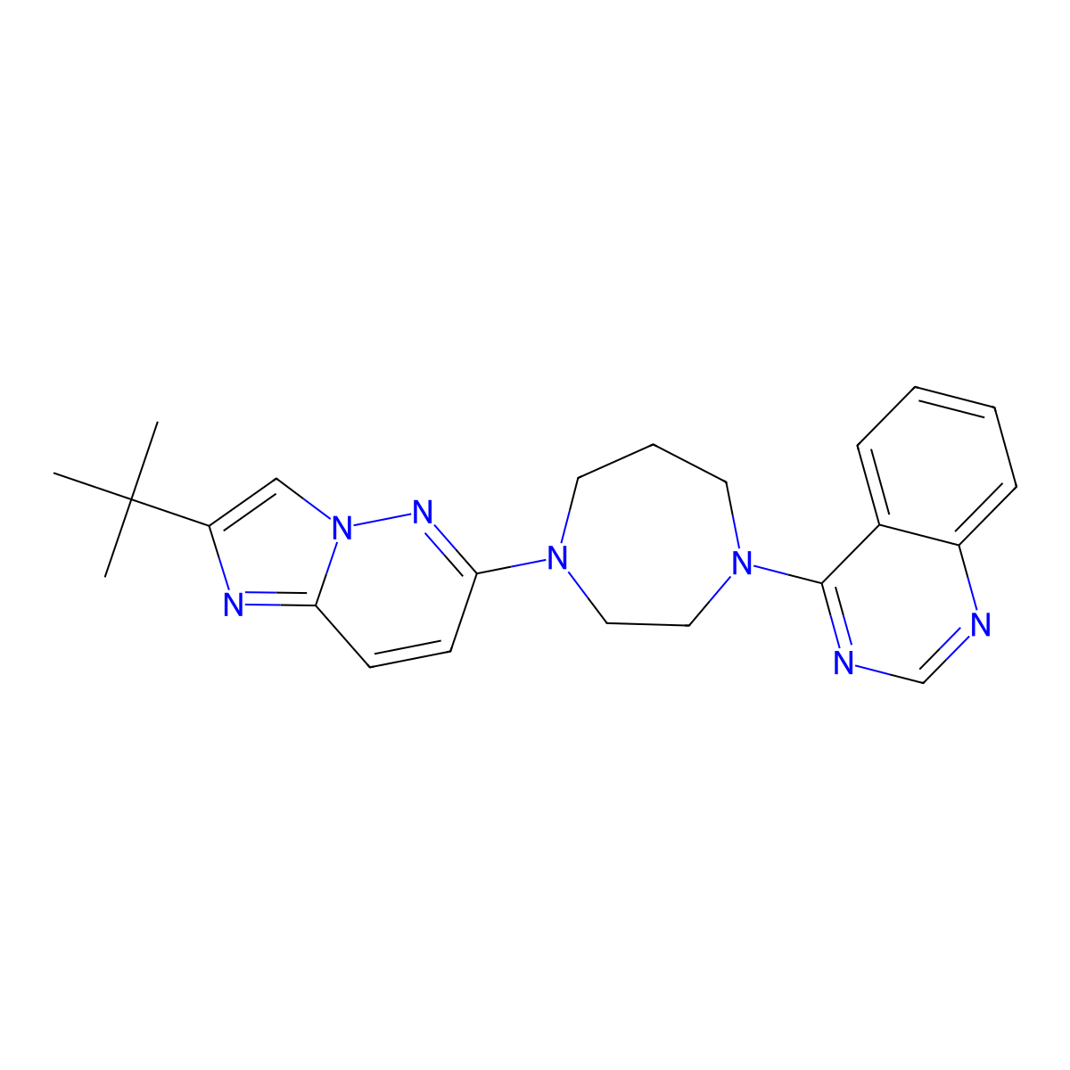 4-(4-{2-Tert-butylimidazo[1,2-b]pyridazin-6-yl}-1,4-diazepan-1-yl)quinazoline molecular structure, CAS 2742022-12-2