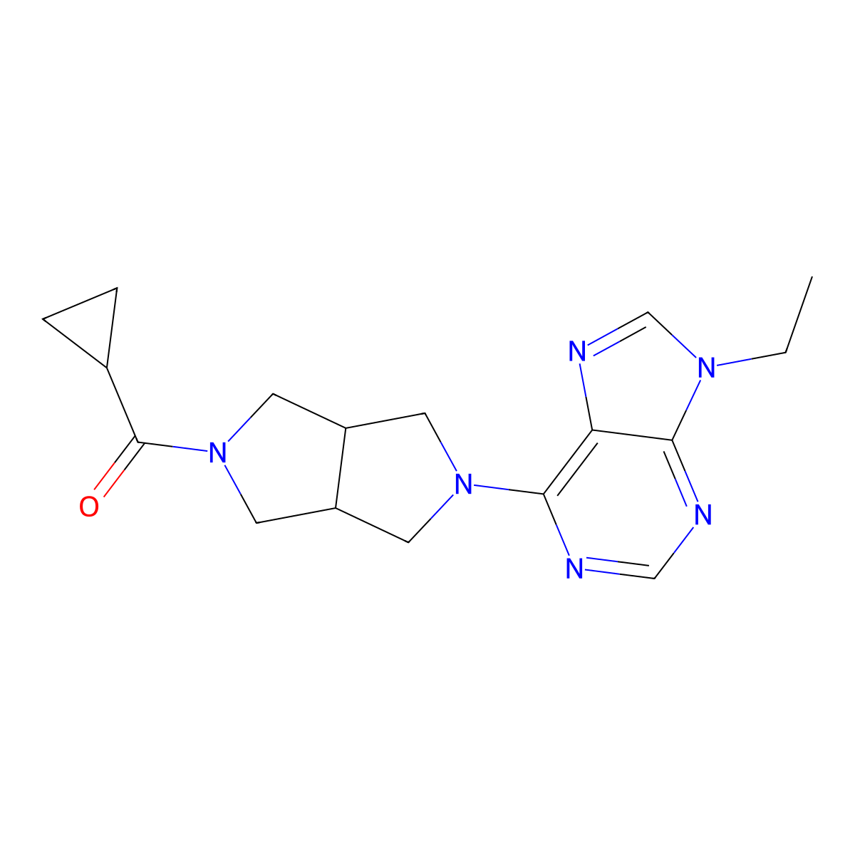 6-{5-cyclopropanecarbonyl-octahydropyrrolo[3,4-c]pyrrol-2-yl}-9-ethyl-9H-purine molecular structure, CAS 2742022-14-4