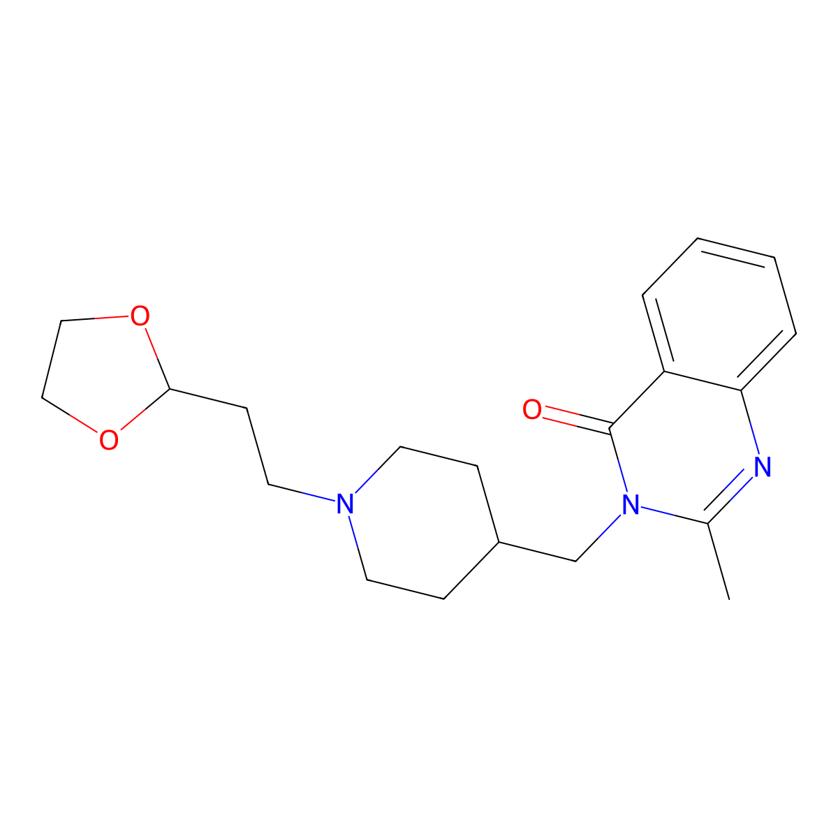3-[[1-[2-(1,3-Dioxolan-2-yl)ethyl]piperidin-4-yl]methyl]-2-methylquinazolin-4-one molecular structure, CAS 2742022-24-6