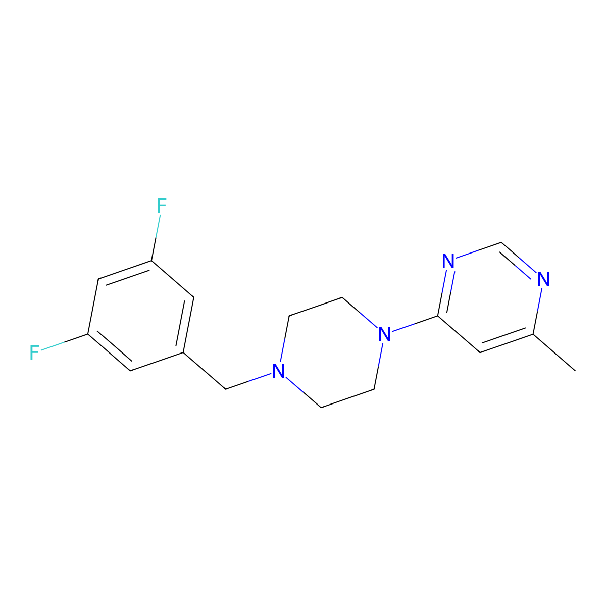 4-{4-[(3,5-Difluorophenyl)methyl]piperazin-1-yl}-6-methylpyrimidine molecular structure, CAS 2742022-31-5