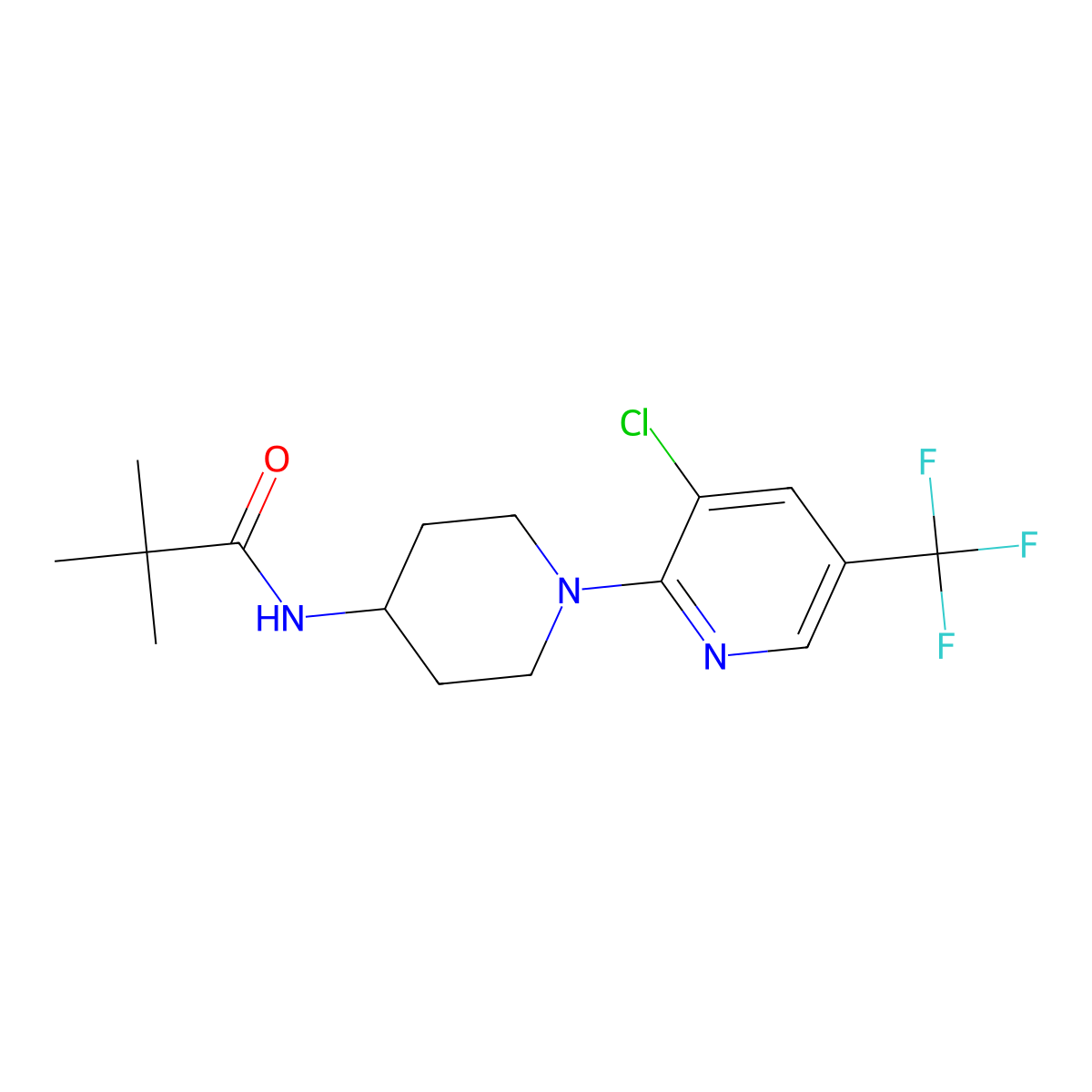 N-{1-[3-chloro-5-(trifluoromethyl)pyridin-2-yl]piperidin-4-yl}-2,2-dimethylpropanamide molecular structure, CAS 2742022-39-3