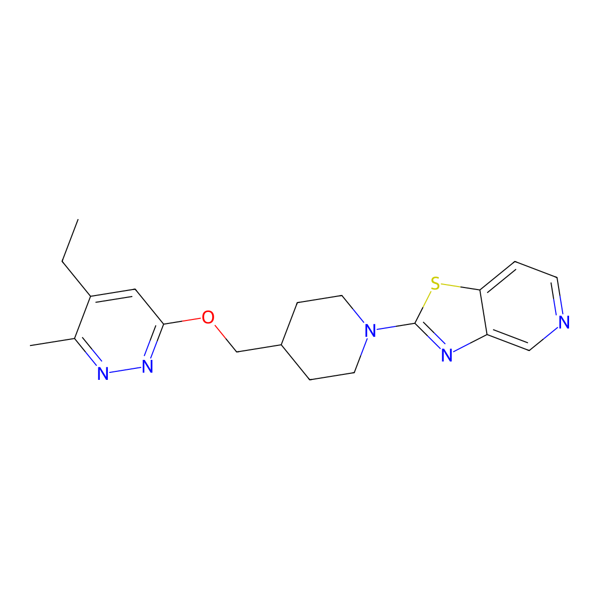 4-Ethyl-3-methyl-6-[(1-{[1,3]thiazolo[4,5-c]pyridin-2-yl}piperidin-4-yl)methoxy]pyridazine molecular structure, CAS 2742022-42-8