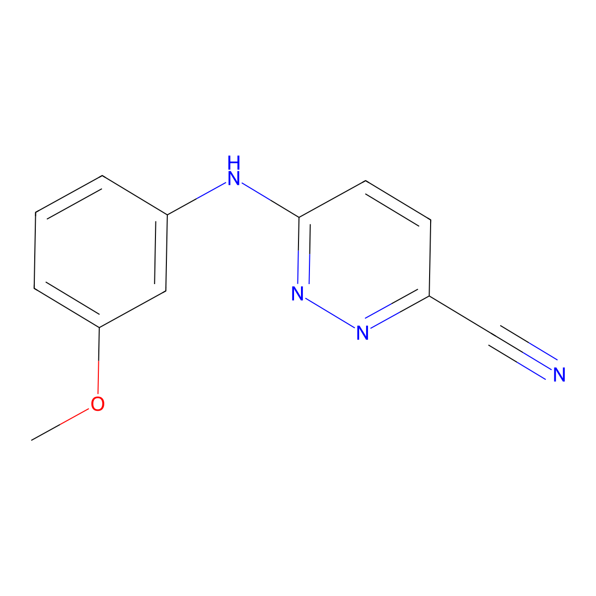 6-[(3-Methoxyphenyl)amino]pyridazine-3-carbonitrile molecular structure, CAS 2742022-46-2