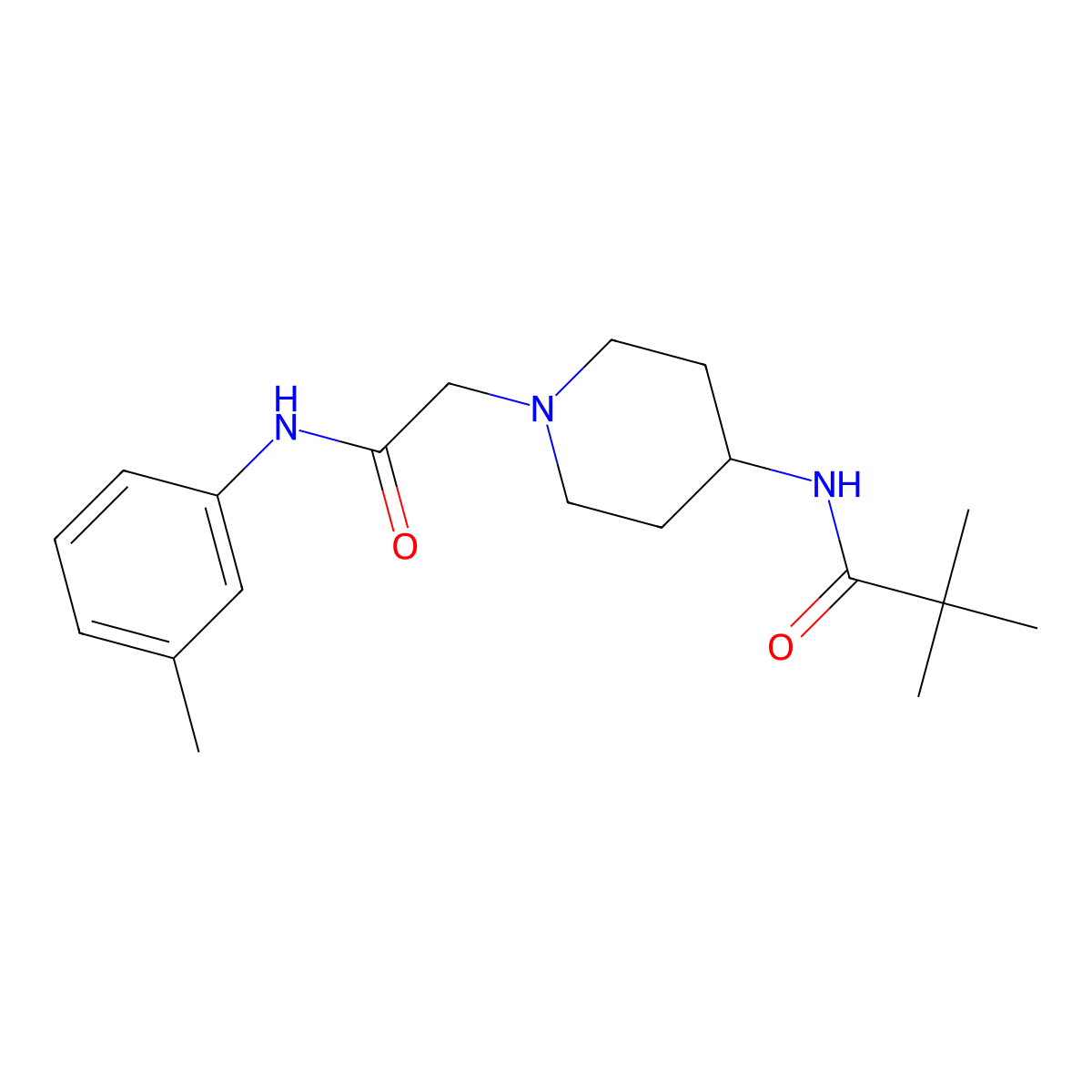 2,2-dimethyl-N-(1-{[(3-methylphenyl)carbamoyl]methyl}piperidin-4-yl)propanamide molecular structure, CAS 2742022-48-4