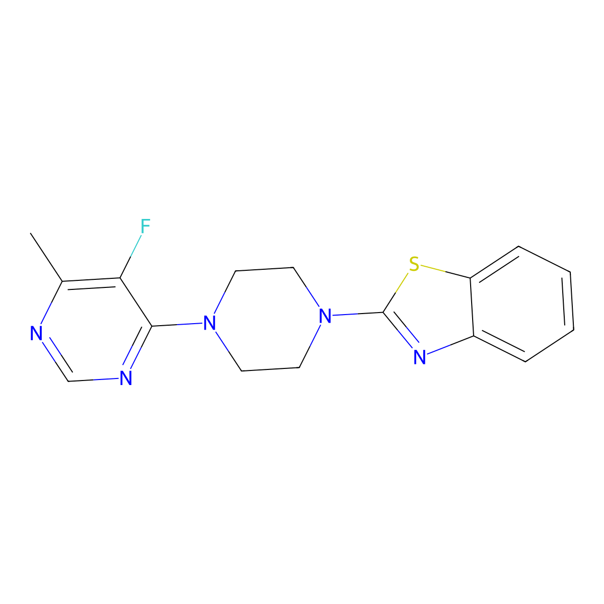 2-[4-(5-Fluoro-6-methylpyrimidin-4-yl)piperazin-1-yl]-1,3-benzothiazole molecular structure, CAS 2742022-51-9