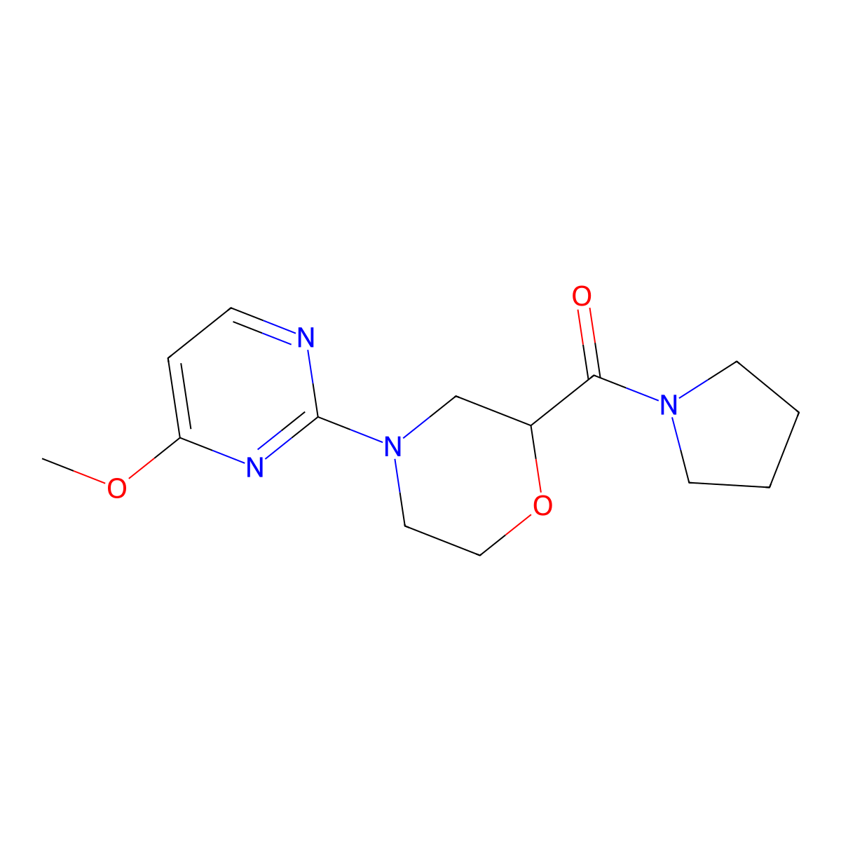 4-(4-Methoxypyrimidin-2-yl)-2-(pyrrolidine-1-carbonyl)morpholine molecular structure, CAS 2742022-52-0
