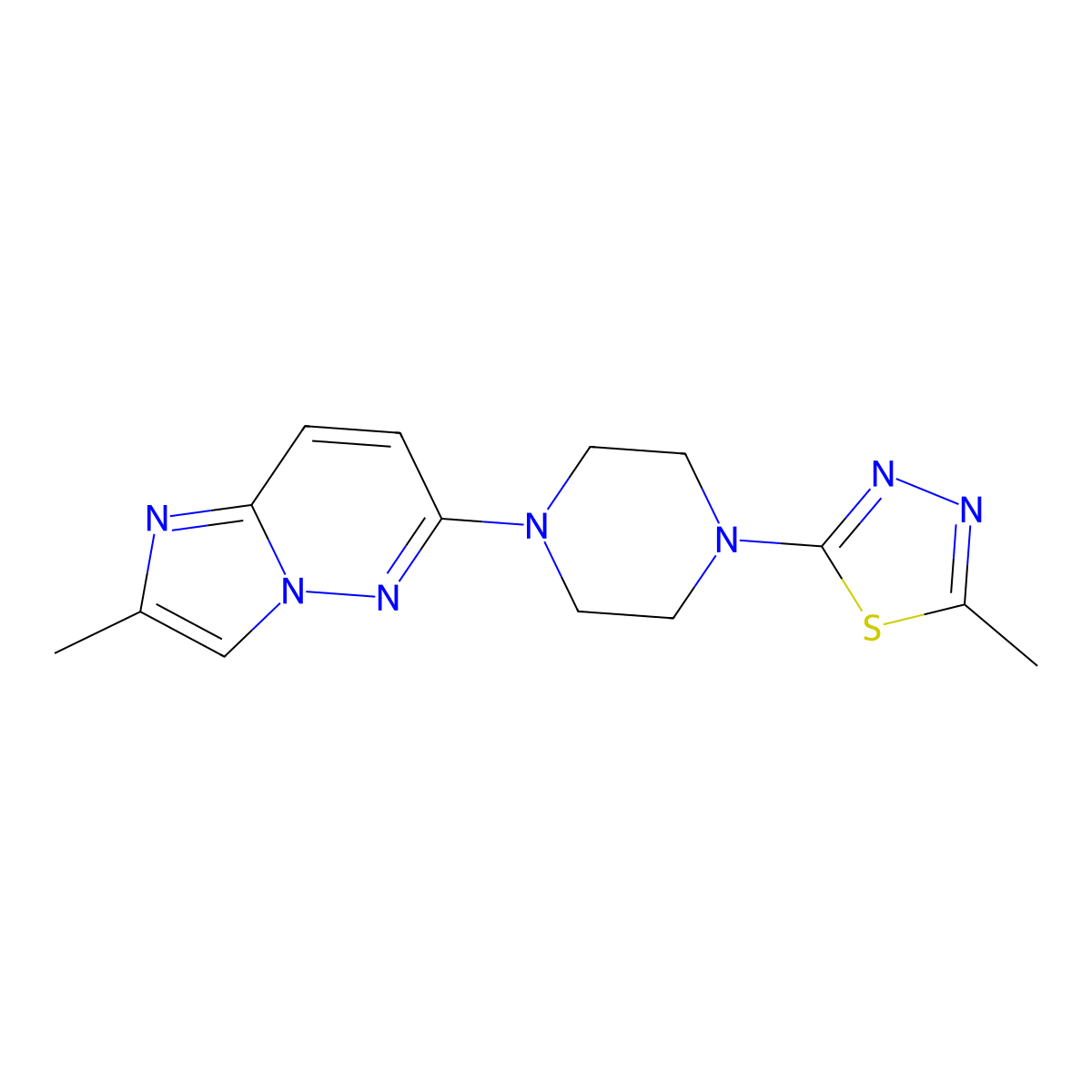 1-(5-Methyl-1,3,4-thiadiazol-2-yl)-4-{2-methylimidazo[1,2-b]pyridazin-6-yl}piperazine molecular structure, CAS 2742022-55-3