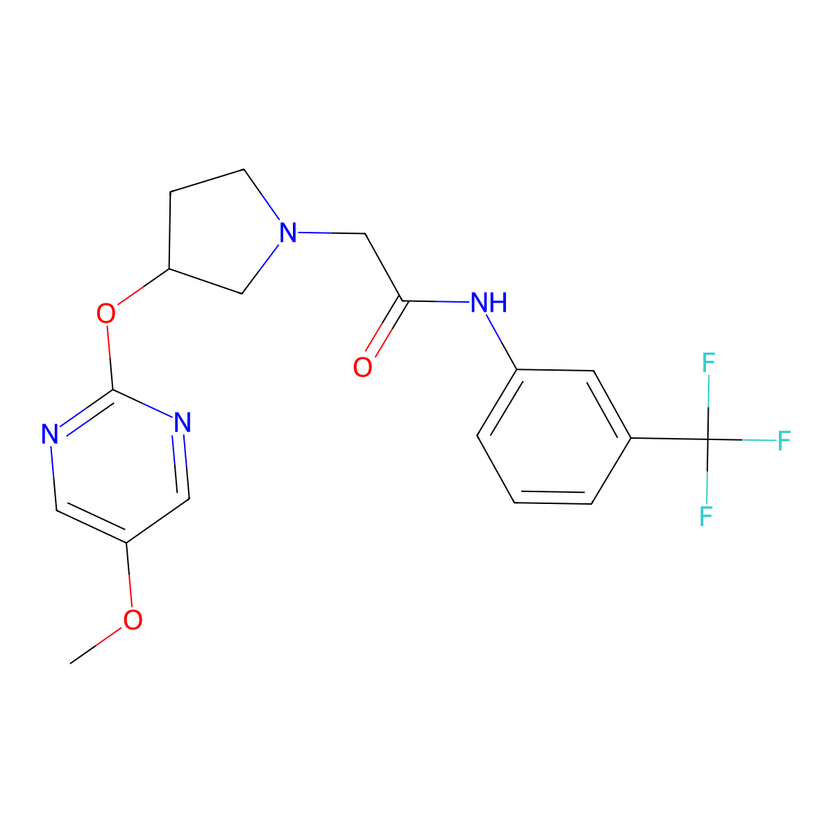 2-{3-[(5-methoxypyrimidin-2-yl)oxy]pyrrolidin-1-yl}-N-[3-(trifluoromethyl)phenyl]acetamide molecular structure, CAS 2742022-57-5