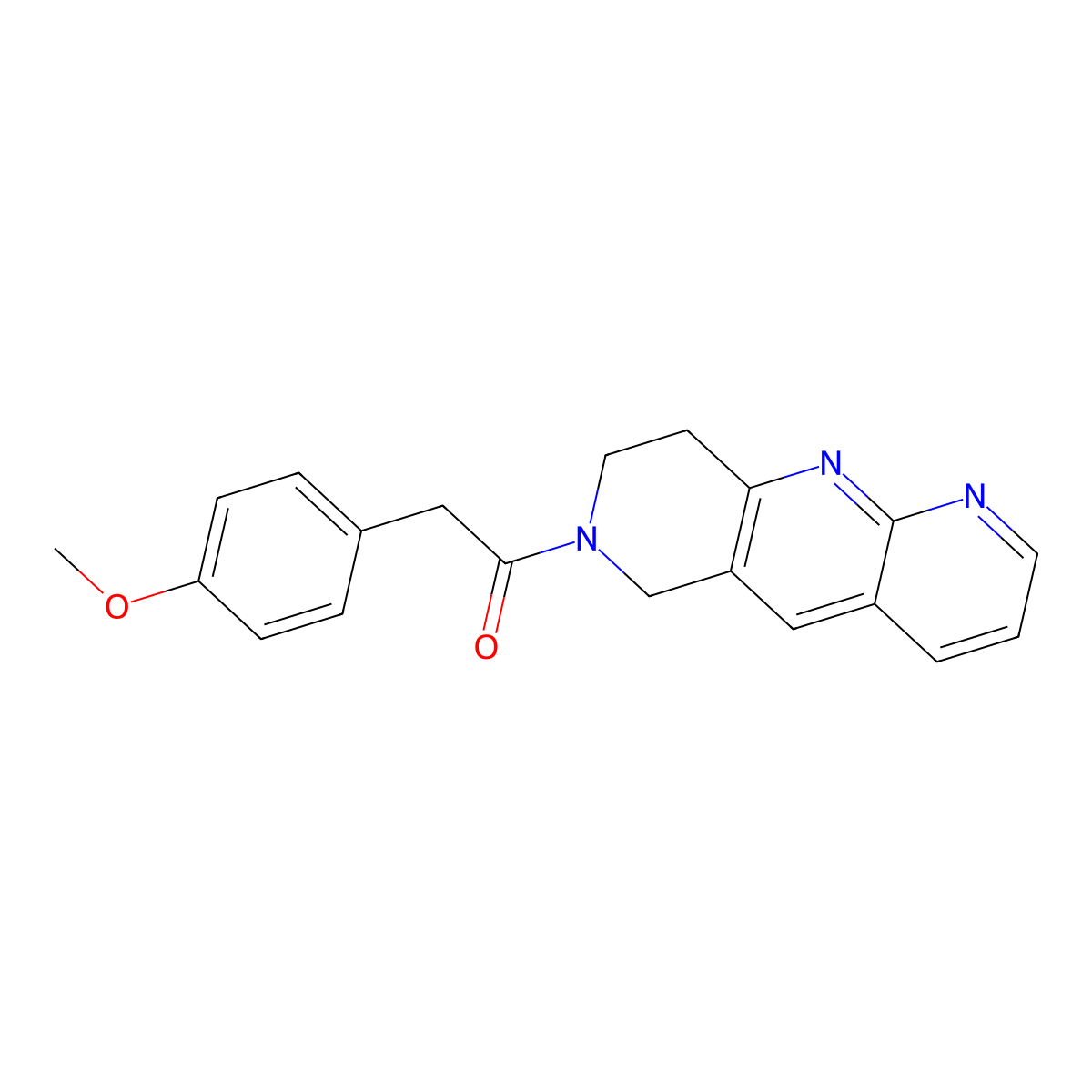 2-(4-methoxyphenyl)-1-{6H,7H,8H,9H-pyrido[2,3-b]1,6-naphthyridin-7-yl}ethan-1-one molecular structure, CAS 2742022-59-7