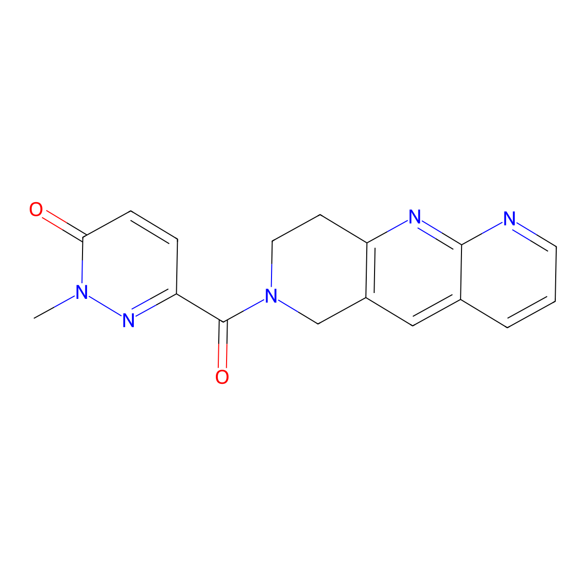 2-methyl-6-{6H,7H,8H,9H-pyrido[2,3-b]1,6-naphthyridine-7-carbonyl}-2,3-dihydropyridazin-3-one molecular structure, CAS 2742022-60-0