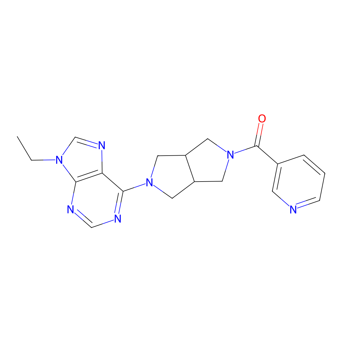 9-ethyl-6-[5-(pyridine-3-carbonyl)-octahydropyrrolo[3,4-c]pyrrol-2-yl]-9H-purine molecular structure, CAS 2742022-61-1