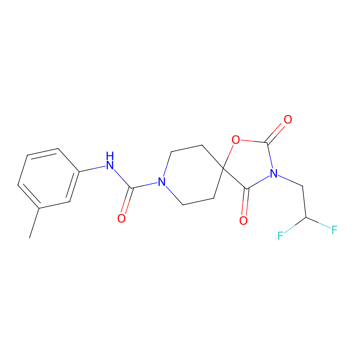 3-(2,2-difluoroethyl)-N-(3-methylphenyl)-2,4-dioxo-1-oxa-3,8-diazaspiro[4.5]decane-8-carboxamide molecular structure, CAS 2742022-68-8